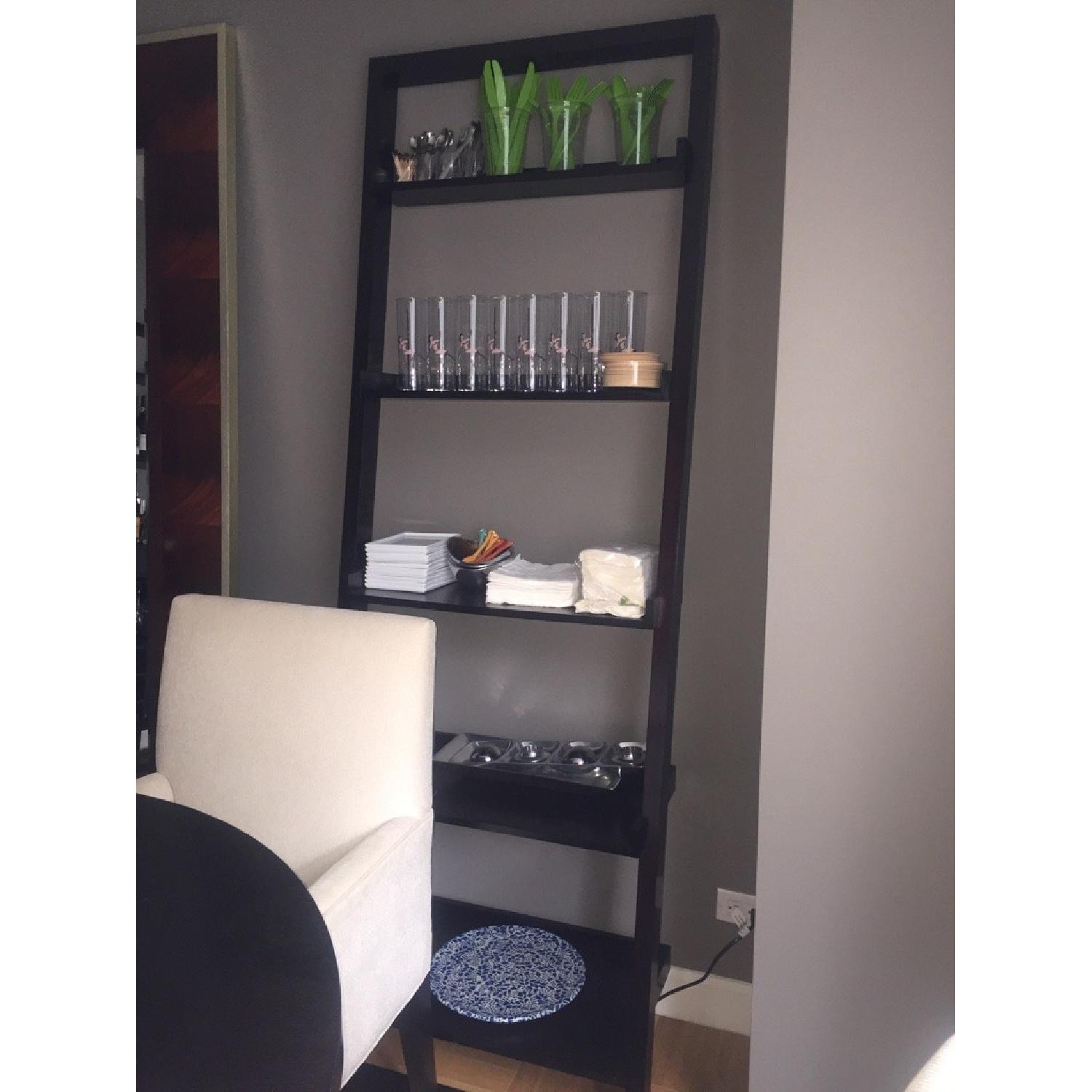 Crate & Barrel Sloane Java Leaning Wine Bar + Leaning Shelf - image-2