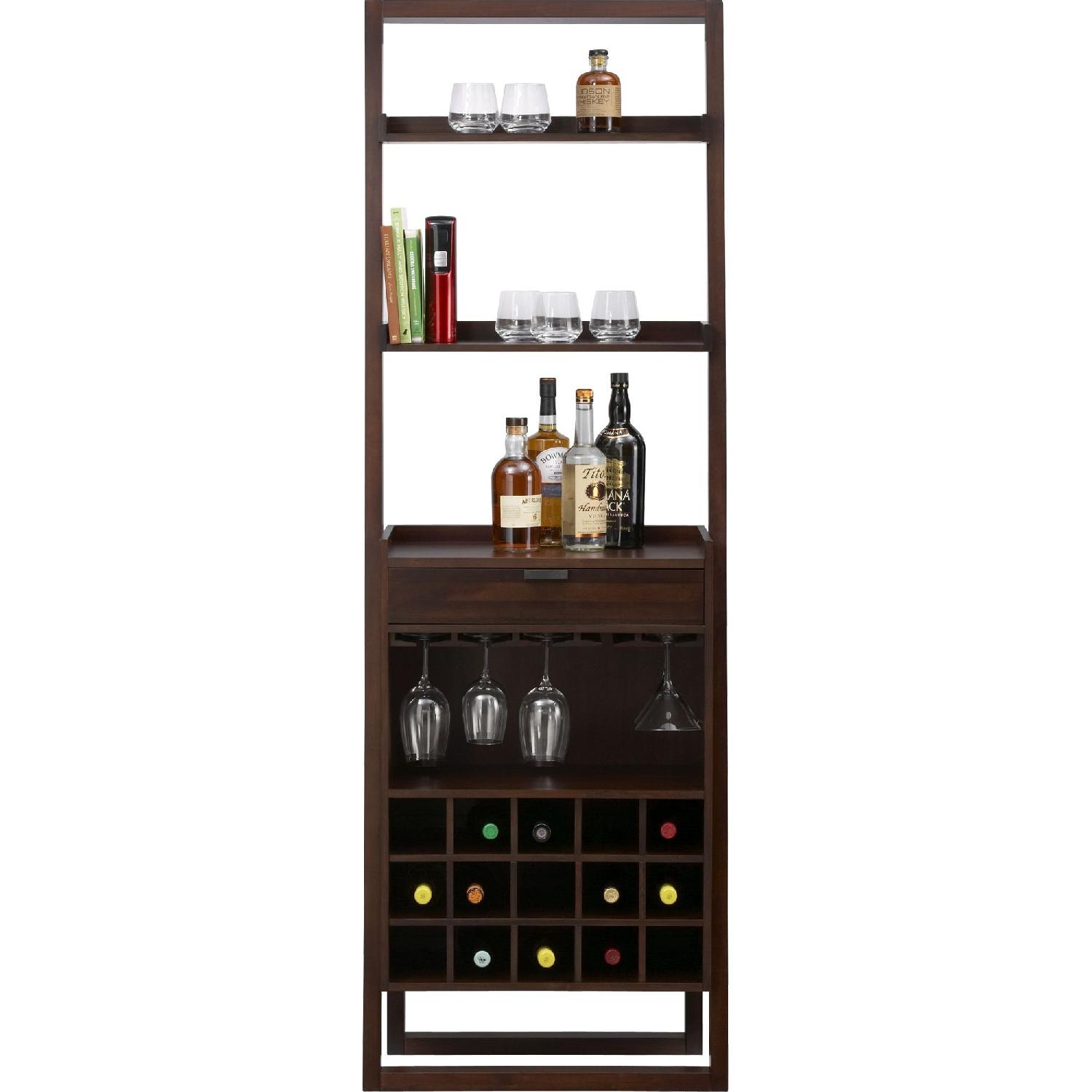 Crate & Barrel Sloane Java Leaning Wine Bar + Leaning Shelf - image-4