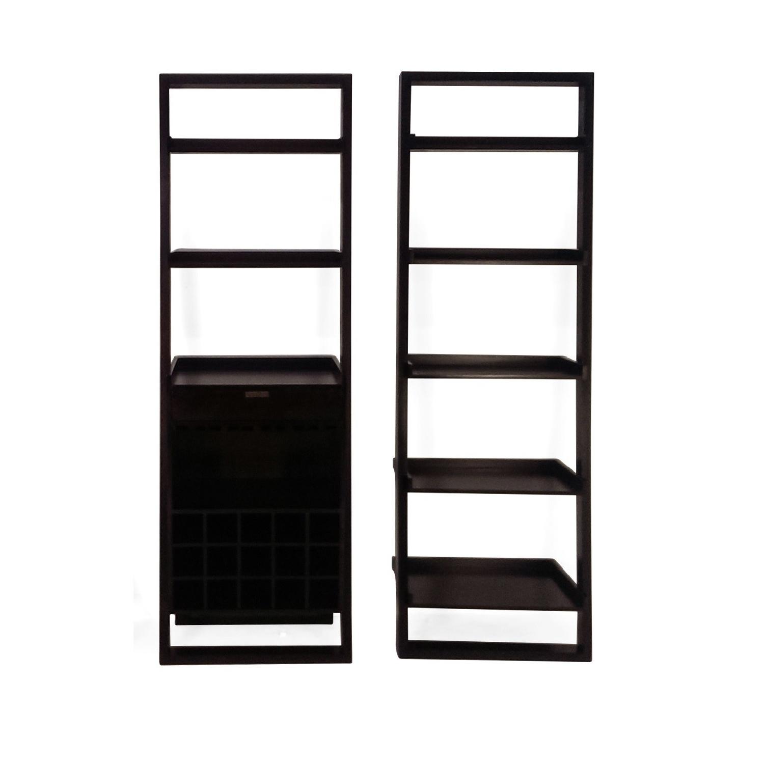 Crate & Barrel Sloane Java Leaning Wine Bar + Leaning Shelf - image-0