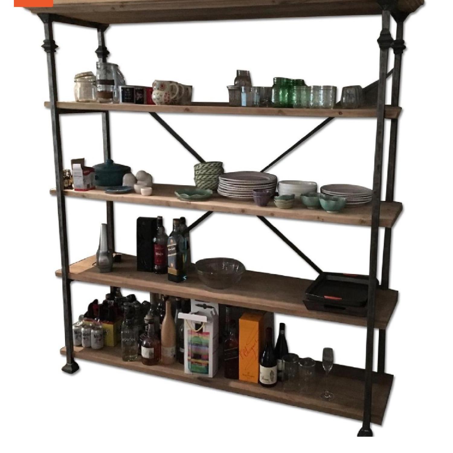 Rusty Shop Rack Restoration Hardware Salvaged Wood Baker's Rack Shelves/Stor - AptDeco