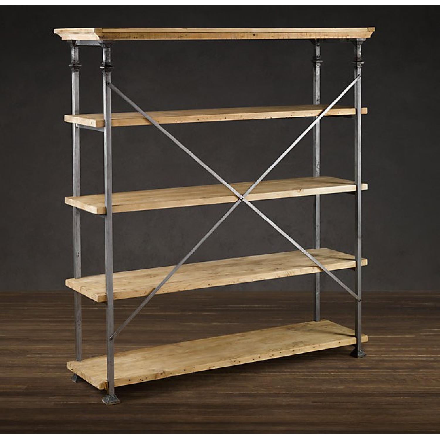 Rusty Shop Rack Restoration Hardware Salvaged Wood Baker's Rack Shelves/Stor - AptDeco