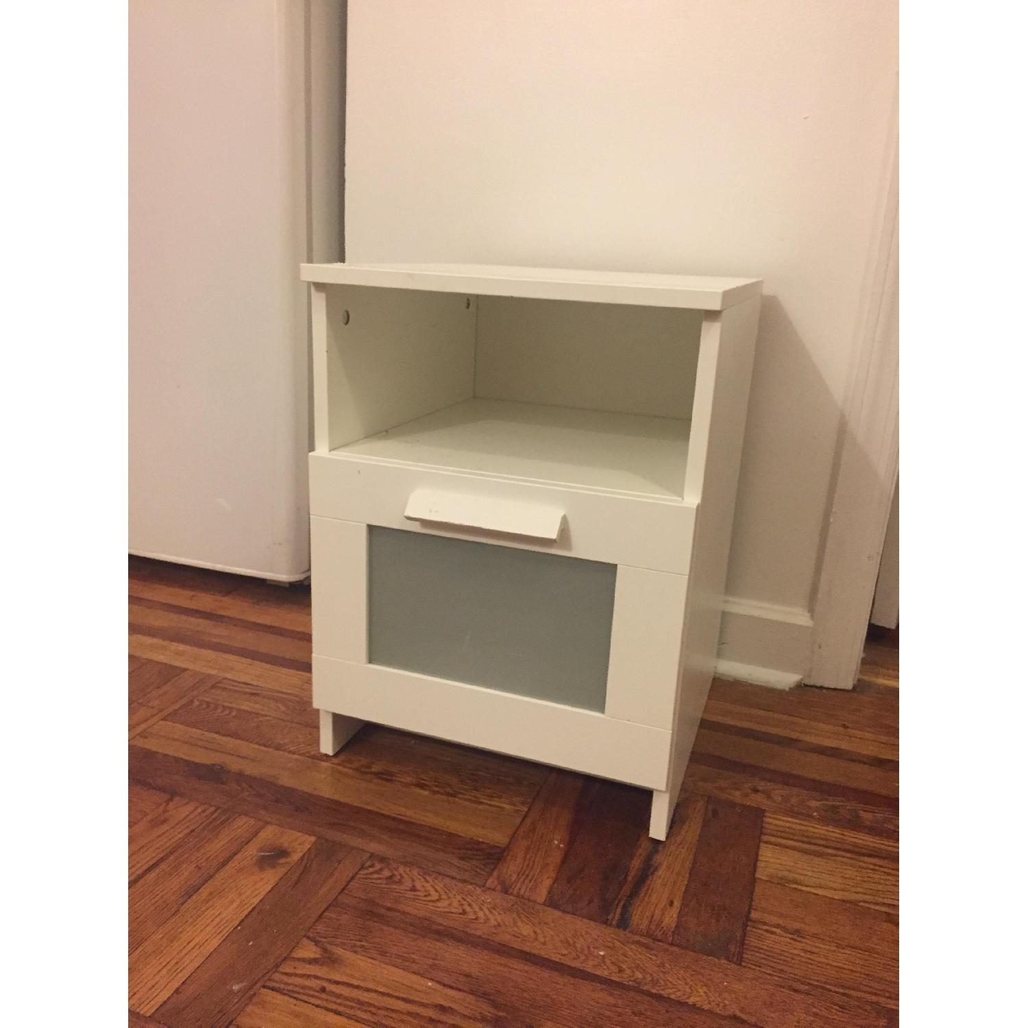 Ikea Brimnes White Nightstand w/ Drawer AptDeco