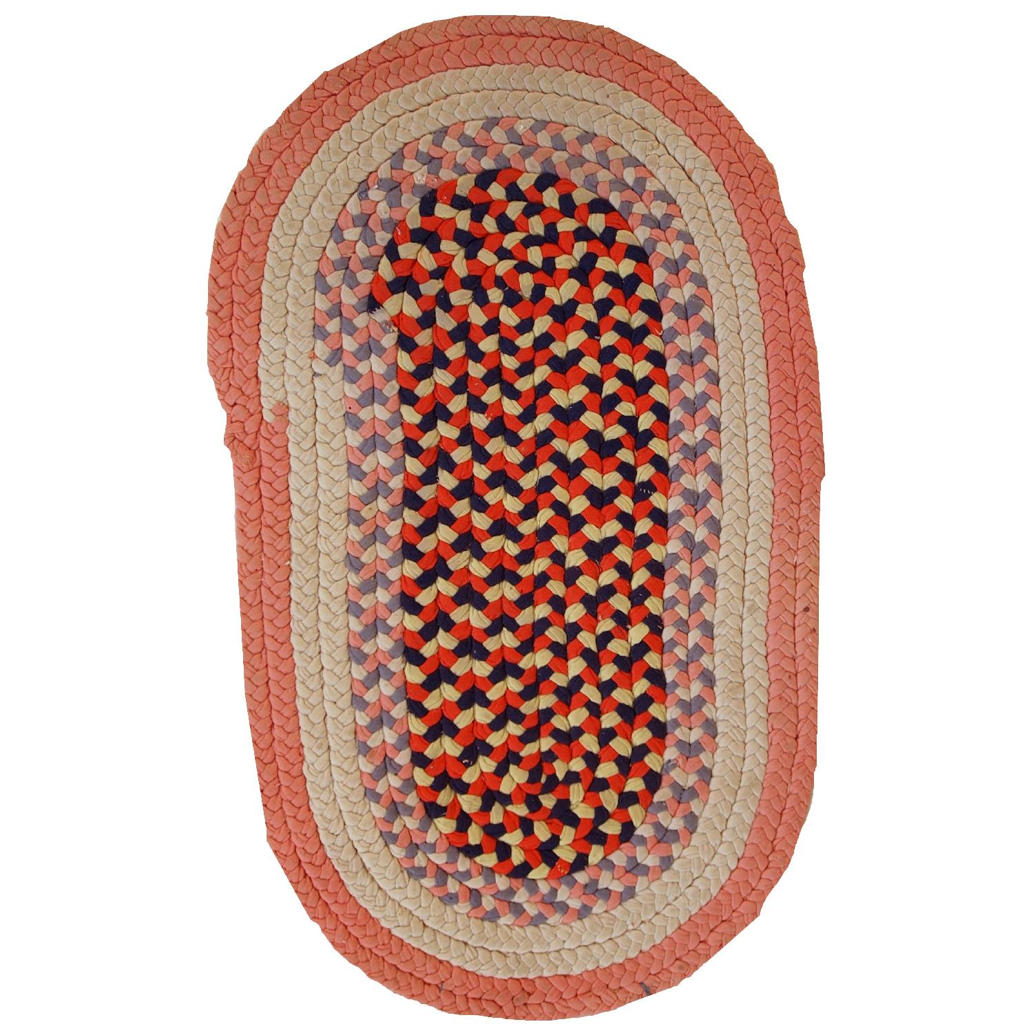 Antique 1920s American Braided Rug - image-0