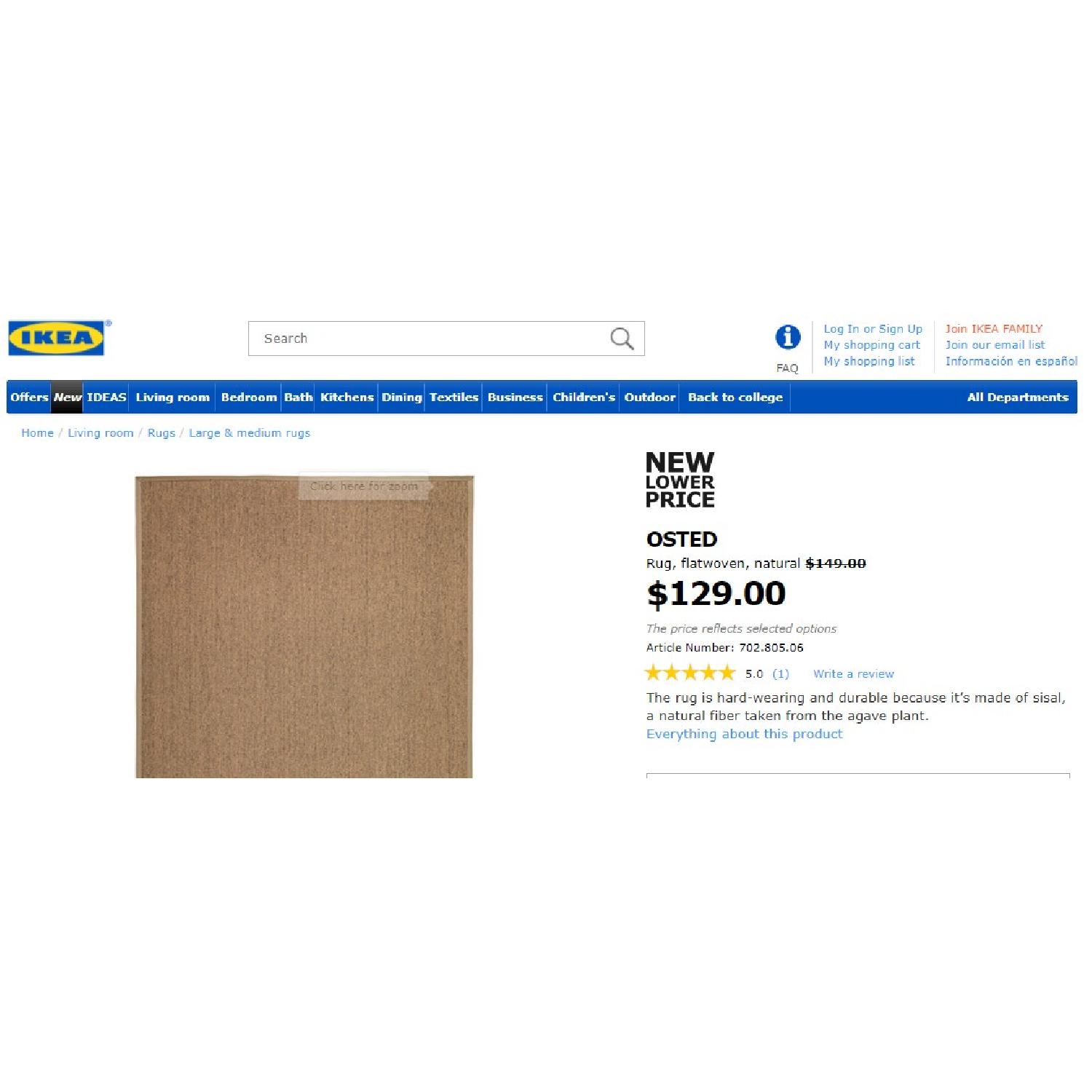 Ikea Osted Flatwoven Natural Rug - image-3
