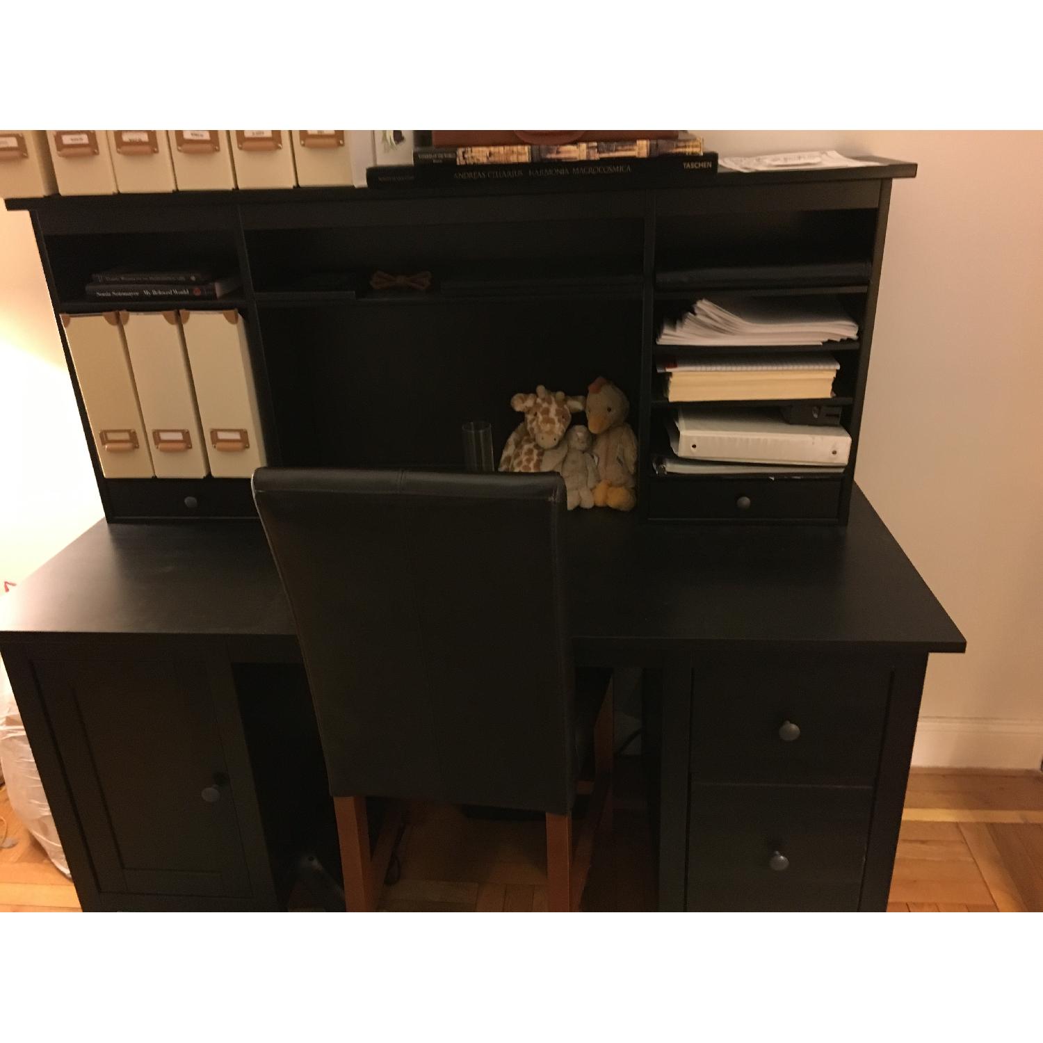 Ikea Hemnes Desk w/ Add-On Unit in Black-Brown - image-4