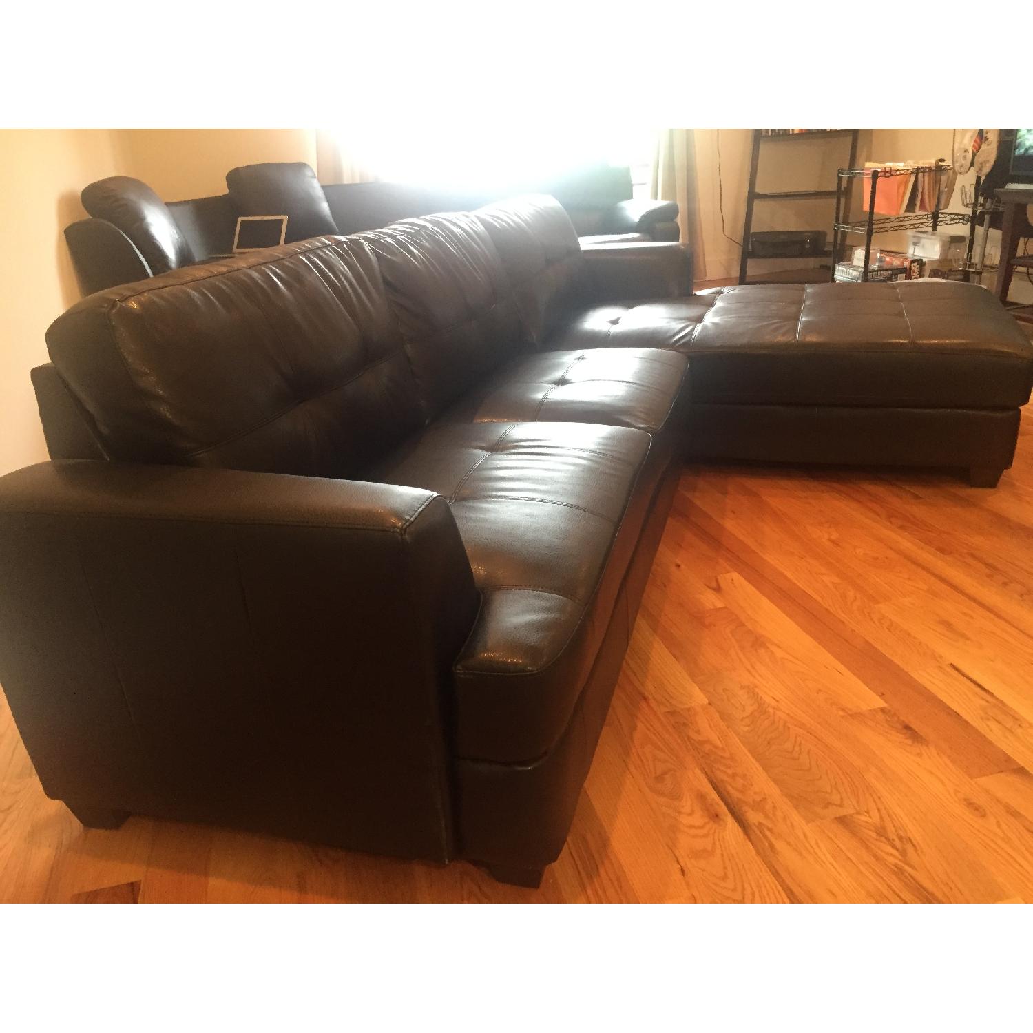 Baxton Studio Black Leather Sectional Sofa - image-5