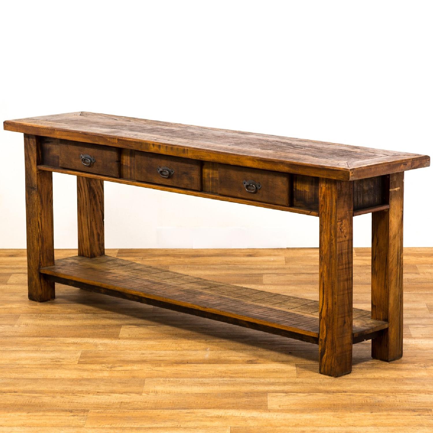 Handmade Reclaimed Wood 3 Drawer Console Table - image-2