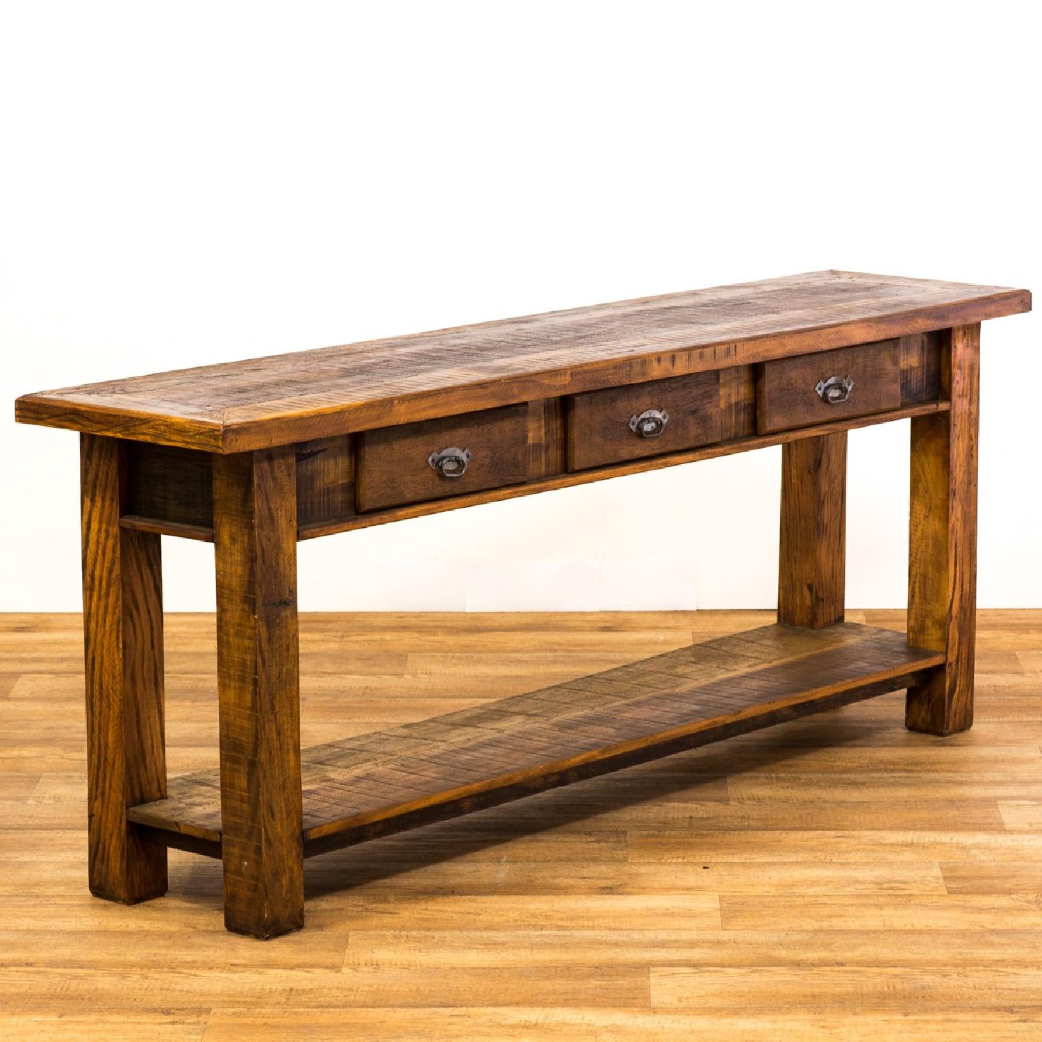 Handmade Reclaimed Wood 3 Drawer Console Table - image-4