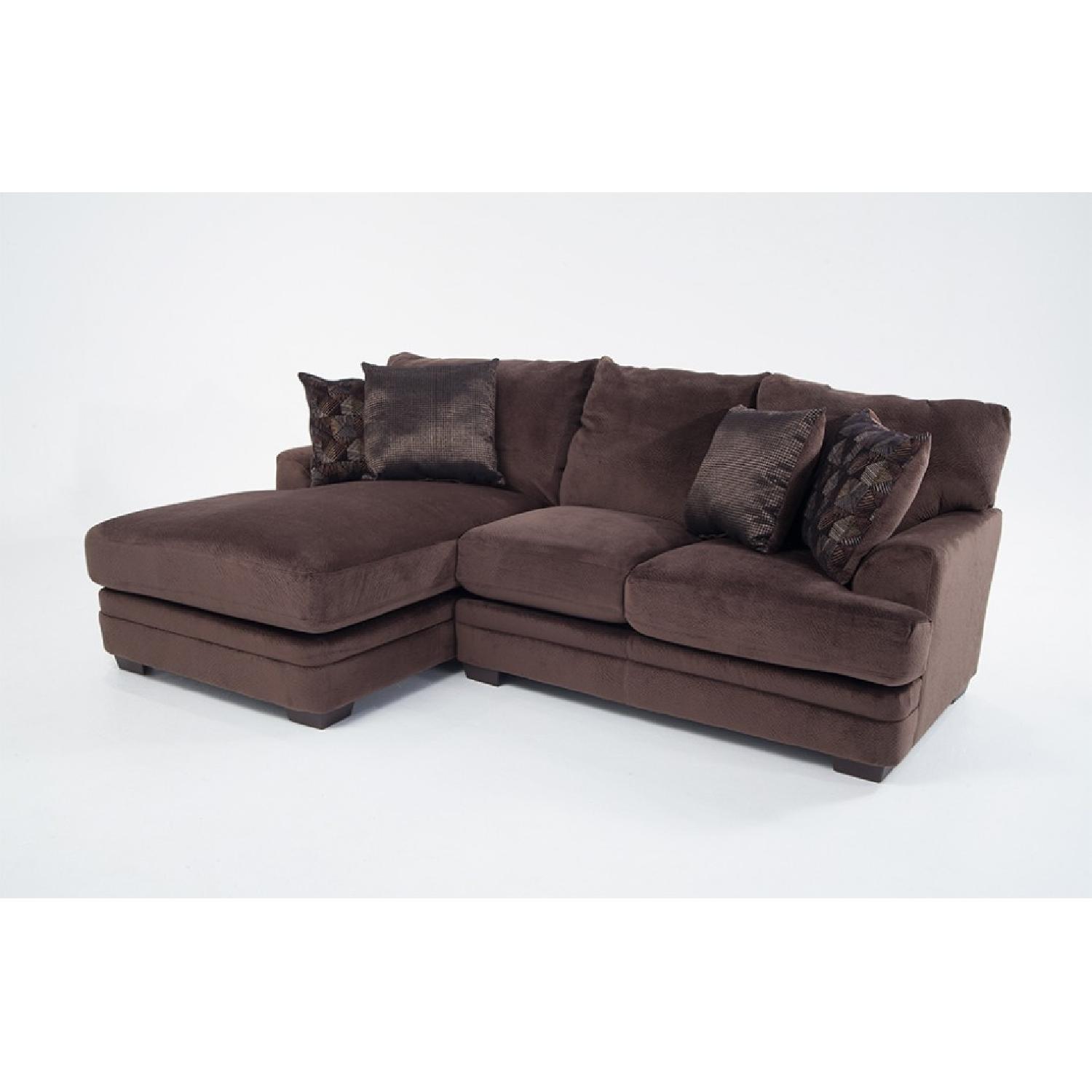 Bob's Brown Suede Sectional w/ Chaise Lounge - image-0