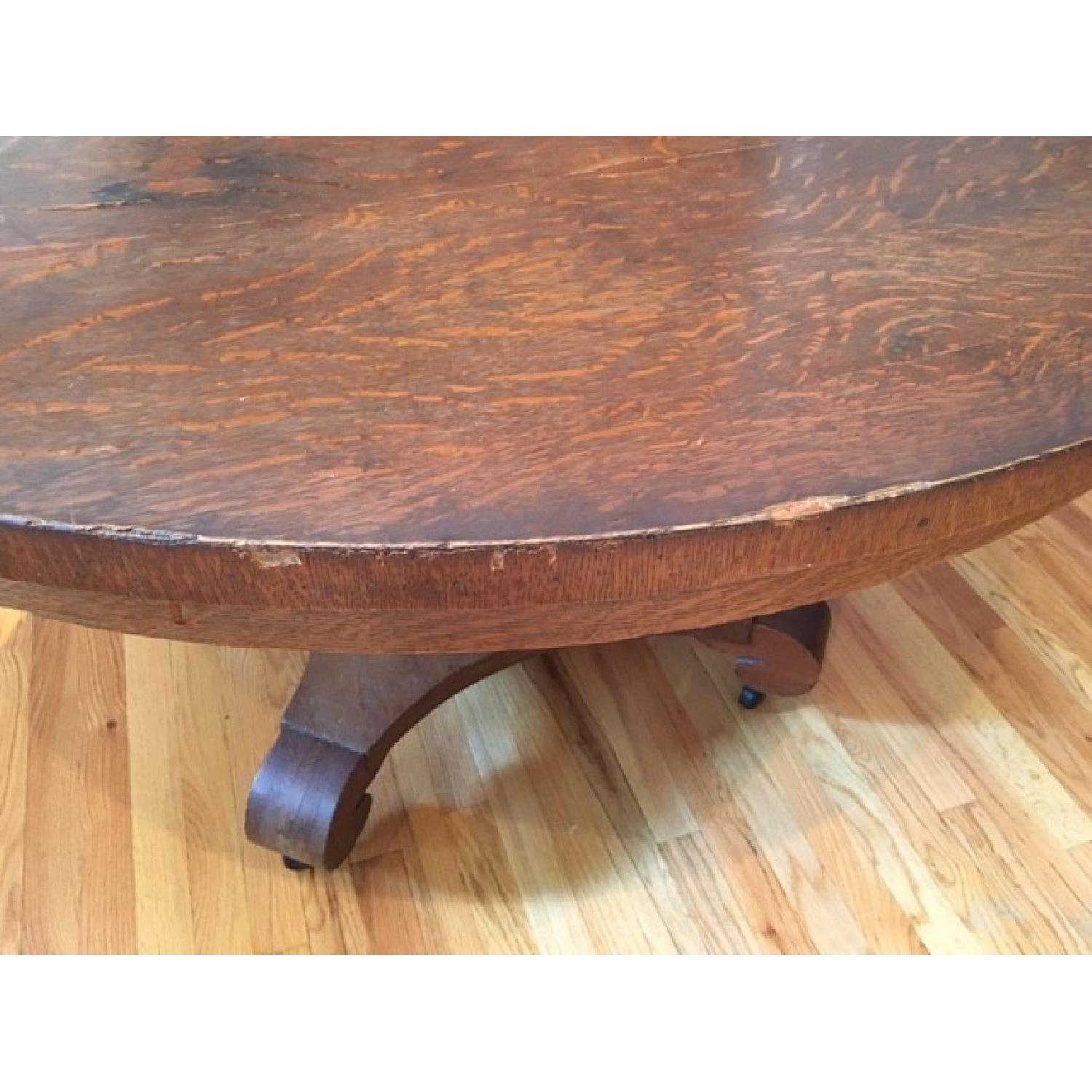 Antique Tiger Oak Pedestal Table - image-3