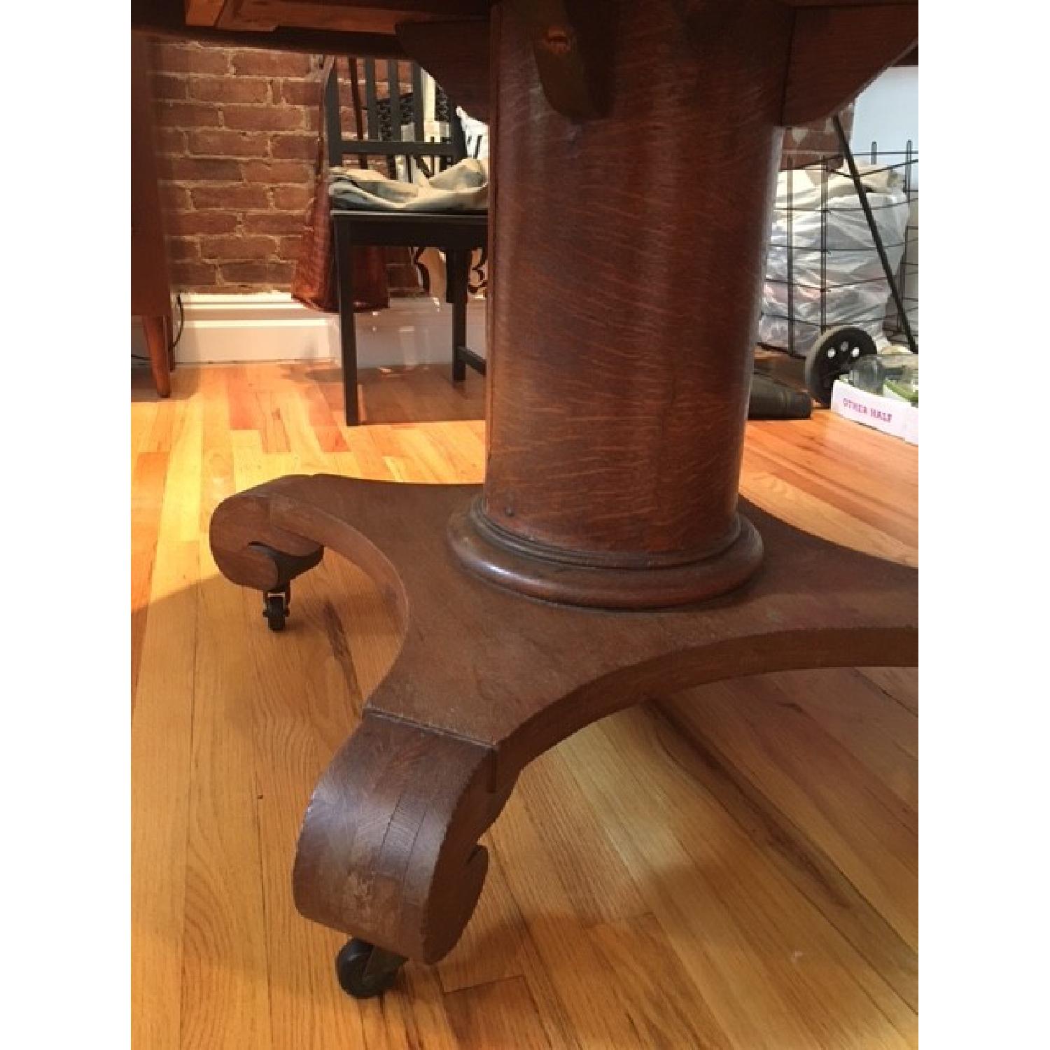 Antique Tiger Oak Pedestal Table - image-4