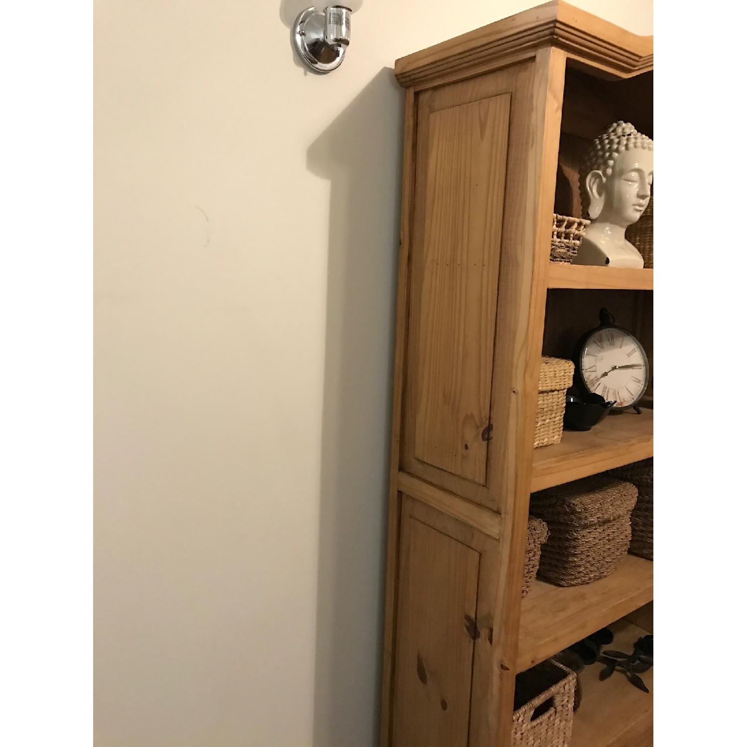 Rustic Pine Bonnet Top Bookcase w/ Bottom Drawers - image-2