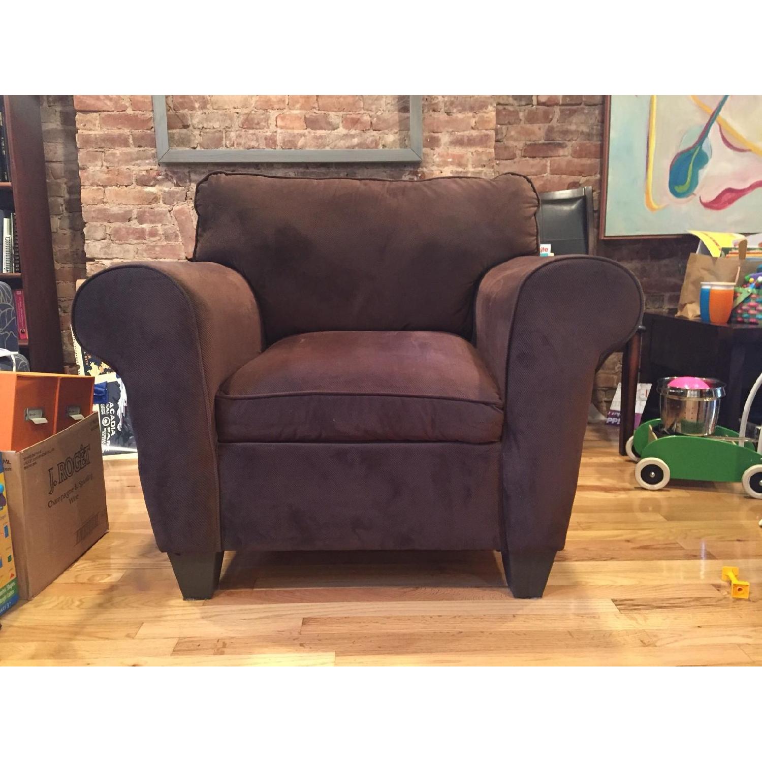 Raymour & Flanigan Brennan Chocolate Corduroy Sofa + Chair - image-7