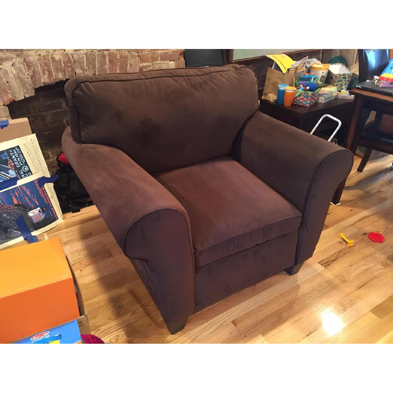 Raymour & Flanigan Brennan Chocolate Corduroy Sofa + Chair - image-8