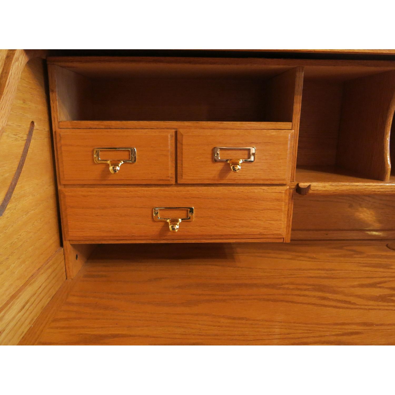 Gothic Cabinet Craft Oak Roll Top Desk - image-3
