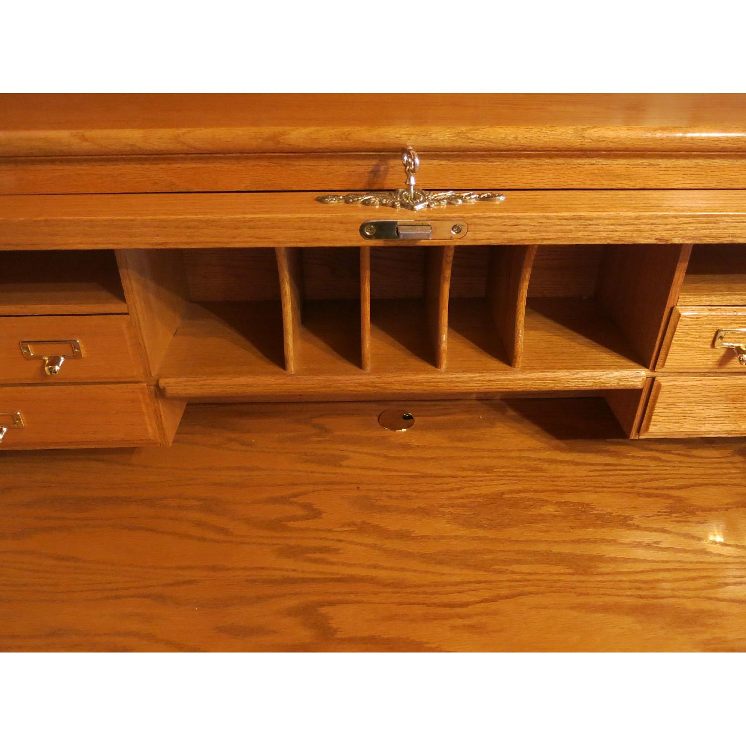 Gothic Cabinet Craft Oak Roll Top Desk - image-4