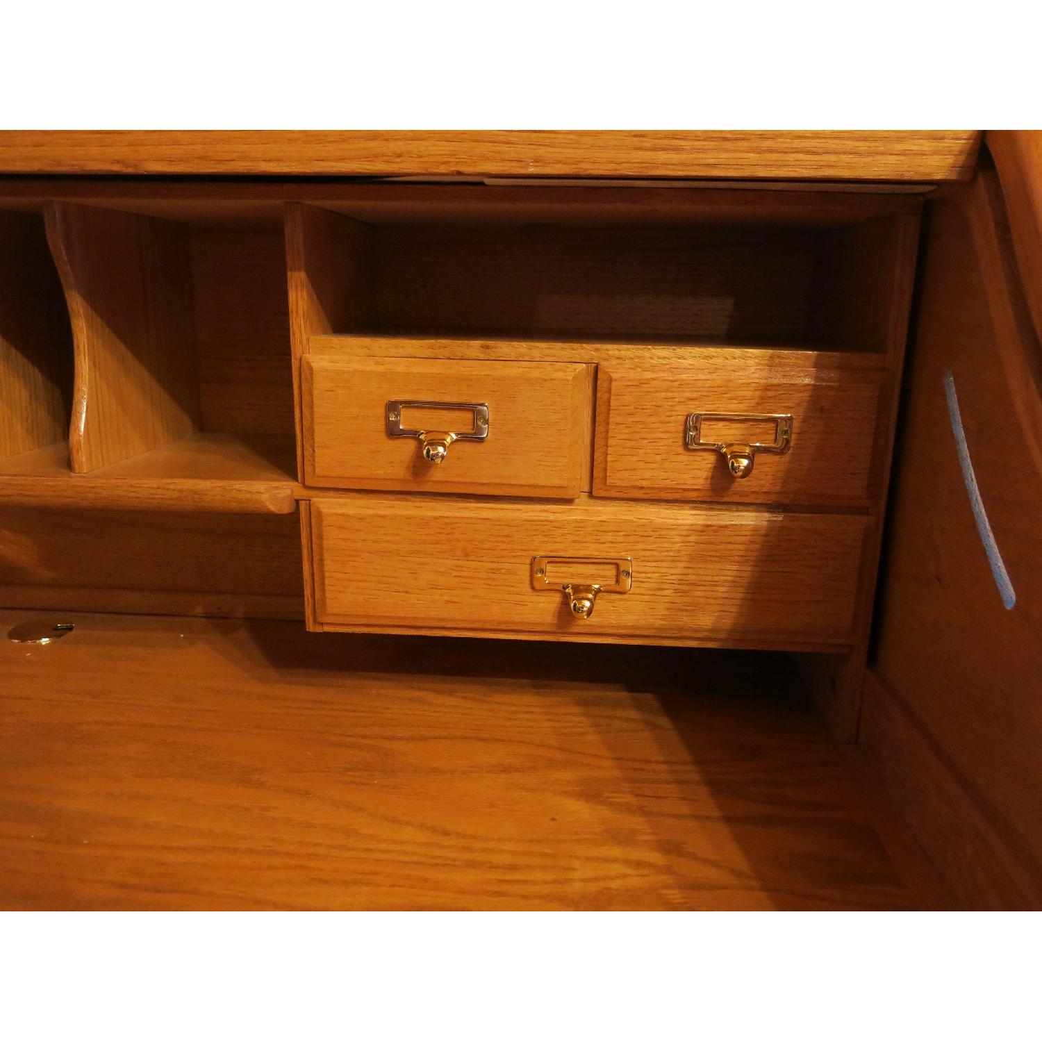 Gothic Cabinet Craft Oak Roll Top Desk - image-5
