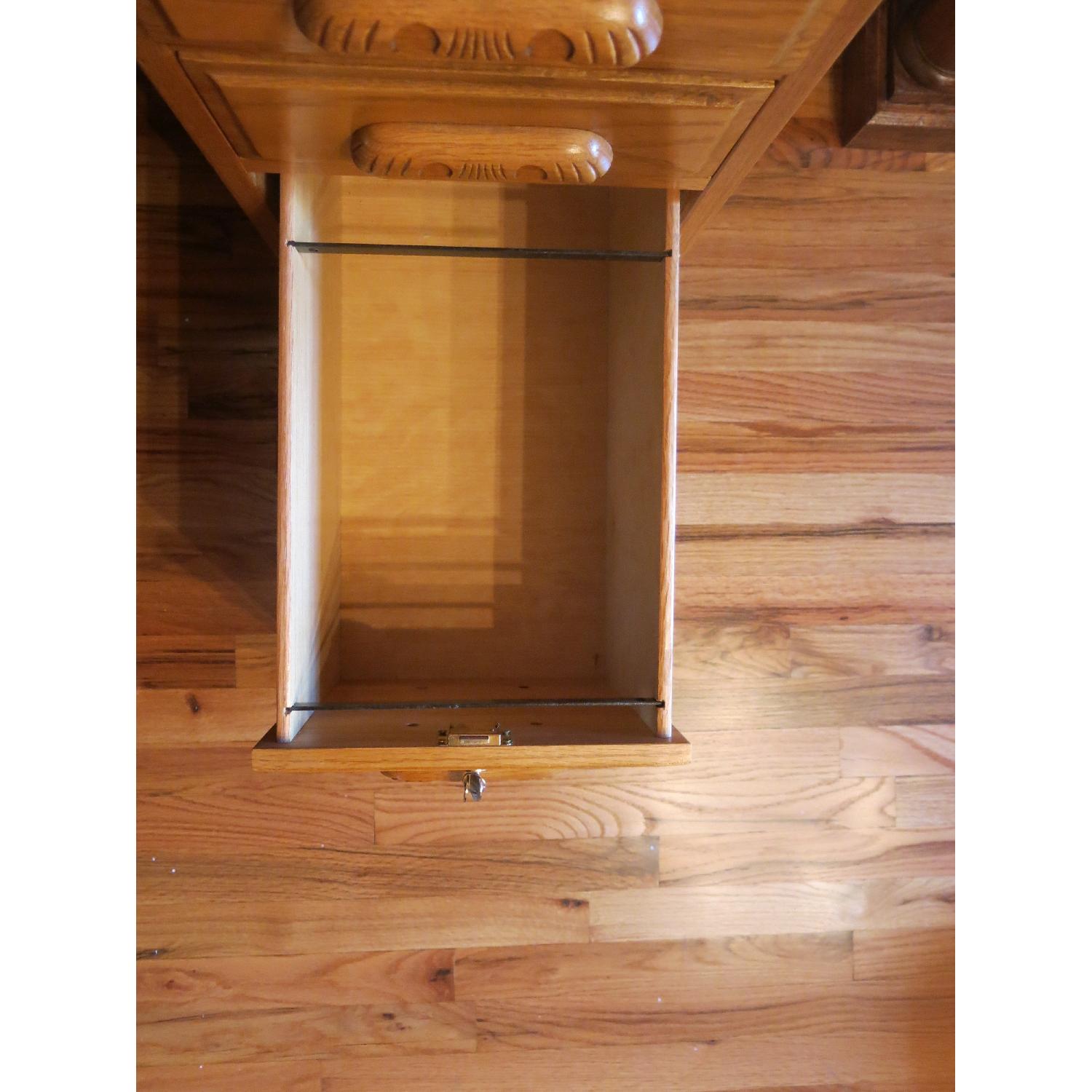 Gothic Cabinet Craft Oak Roll Top Desk - image-6