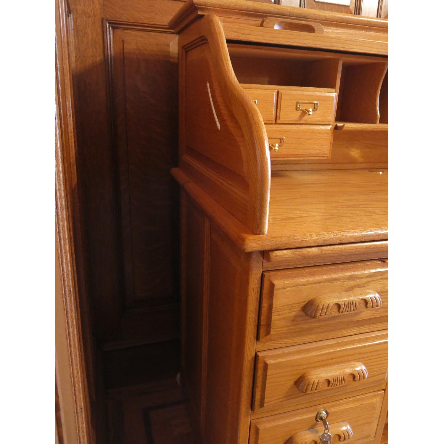 Gothic Cabinet Craft Oak Roll Top Desk - image-11