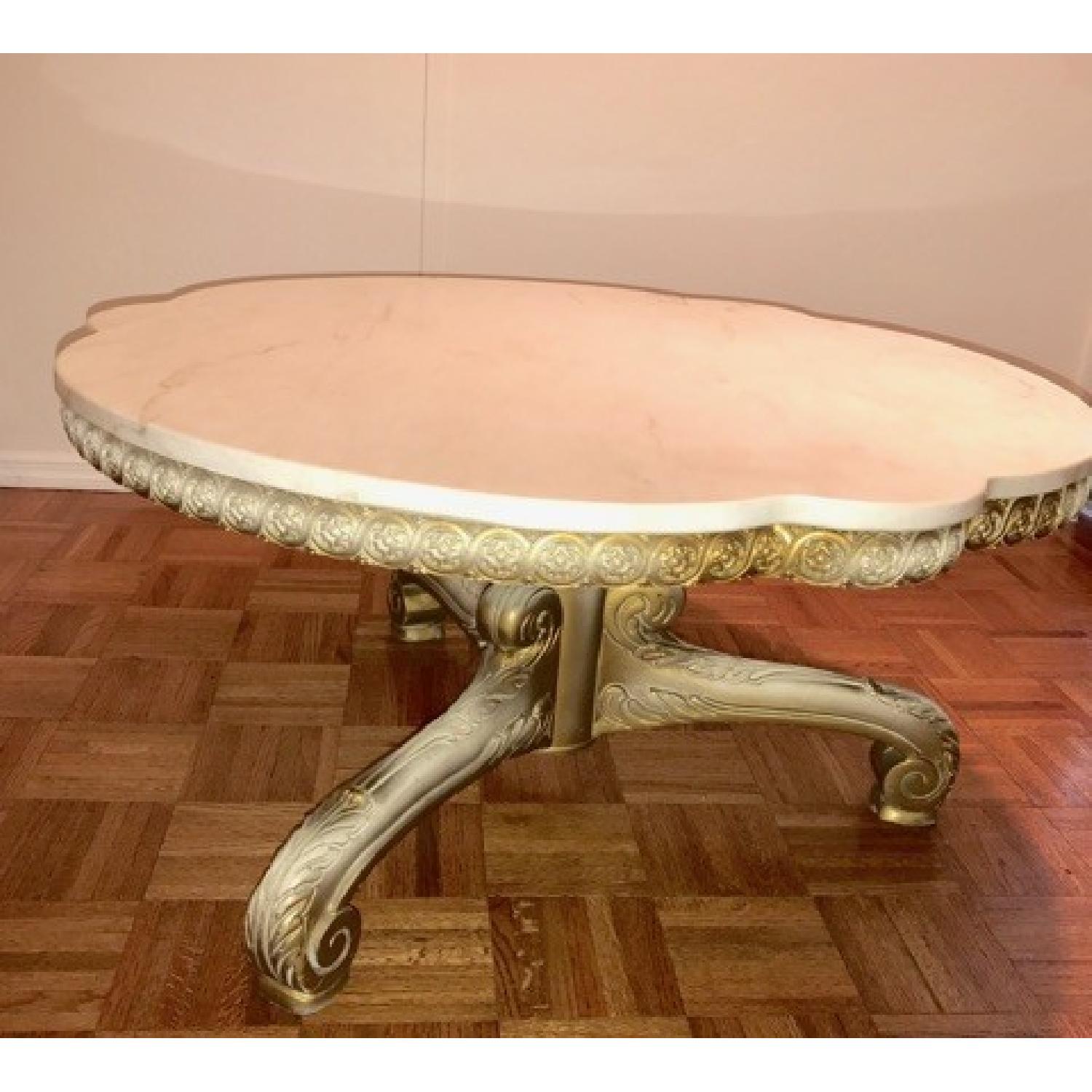 Hollywood Regency Marble top Coffee Table - image-1