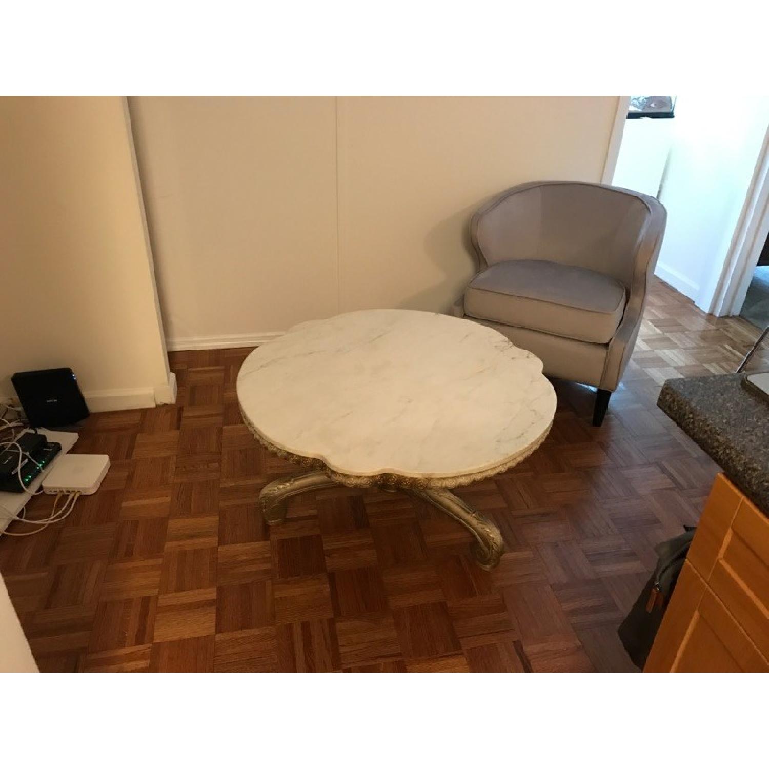 Hollywood Regency Marble top Coffee Table - image-4