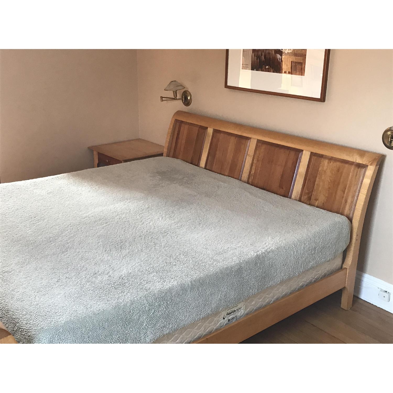 Crate & Barrel Copeland King Sleigh Bed + 2 Night Tables - image-2