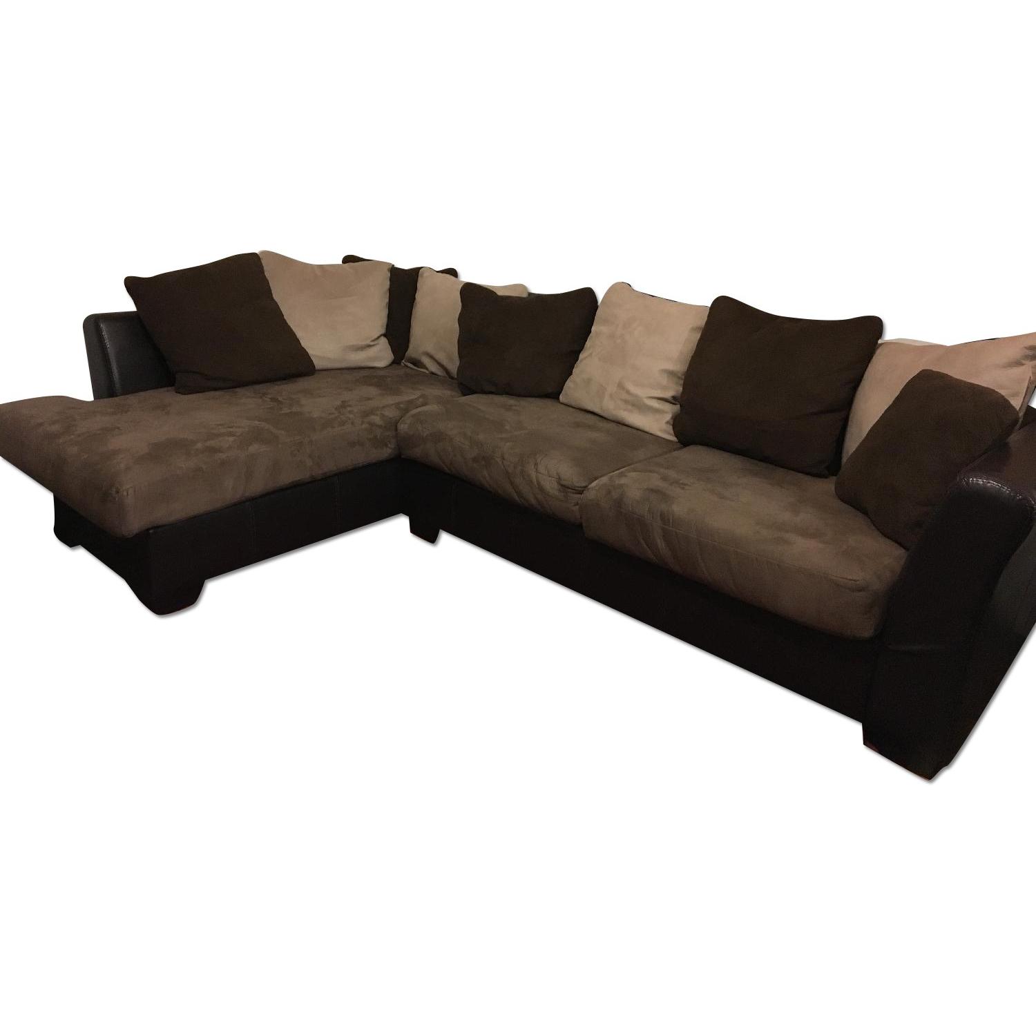 Ashley's Mocha Laf Corner Chaise Sectional Couch - AptDeco