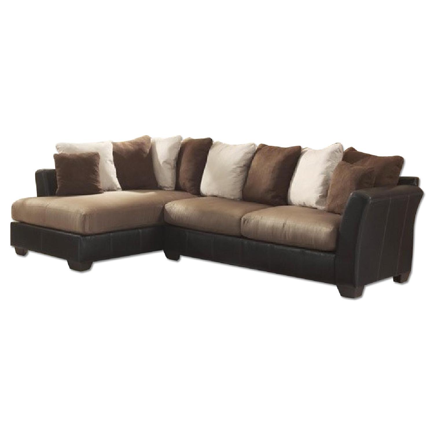 Ashley's Mocha Laf Corner Chaise Sectional Couch - AptDeco