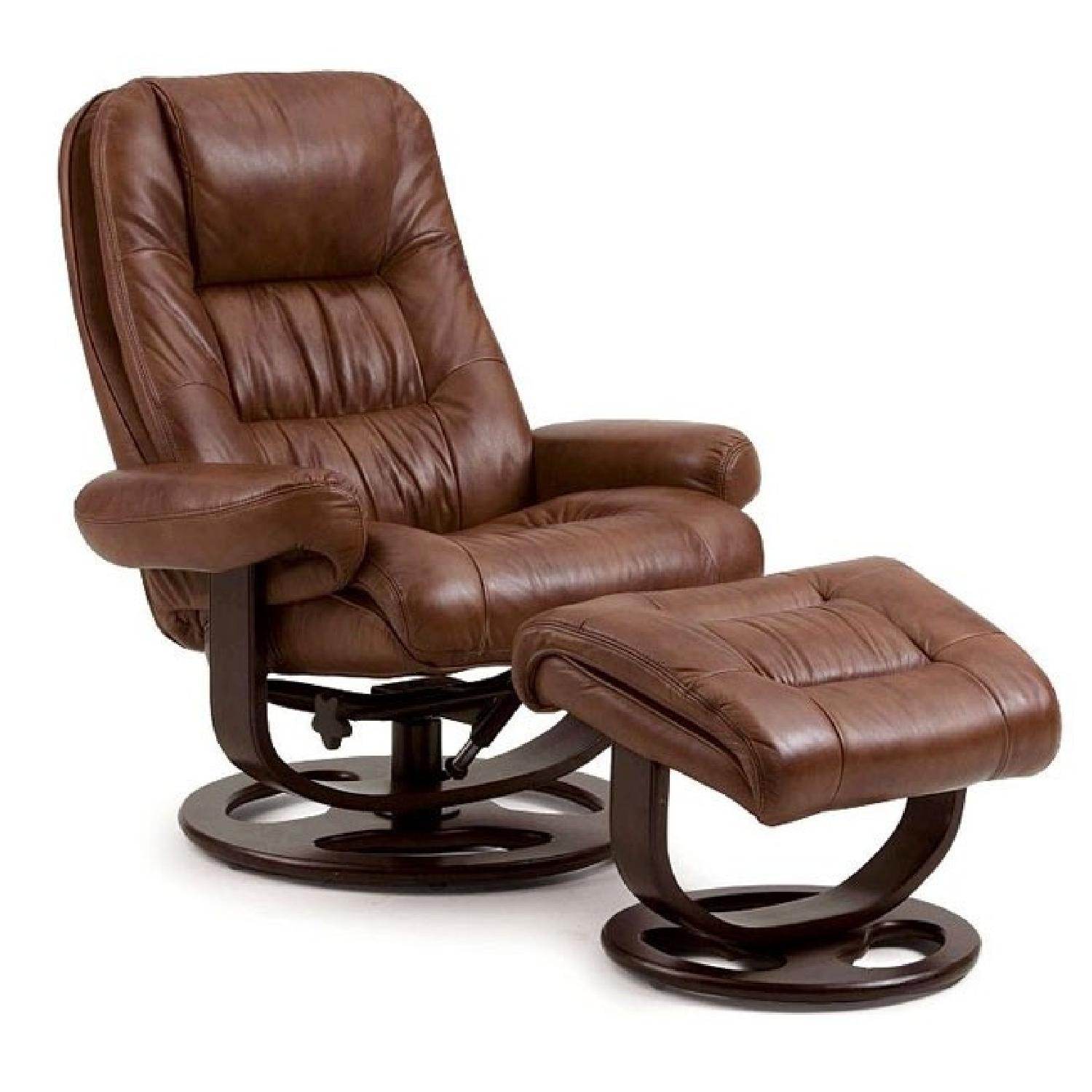 Lane Furniture Brown Leather Reclining Swivel Chair AptDeco