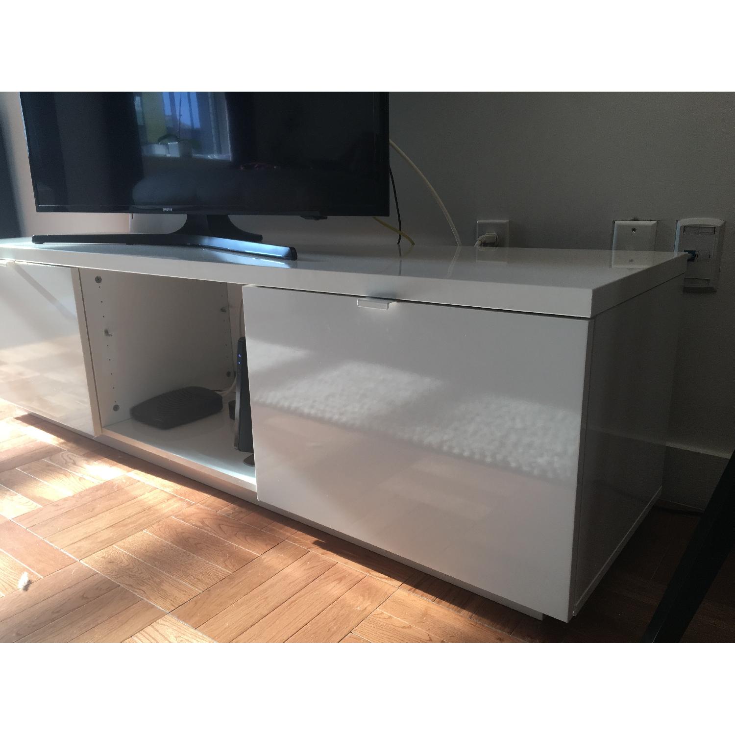 Ikea Byas TV Unit in High Gloss White - image-3