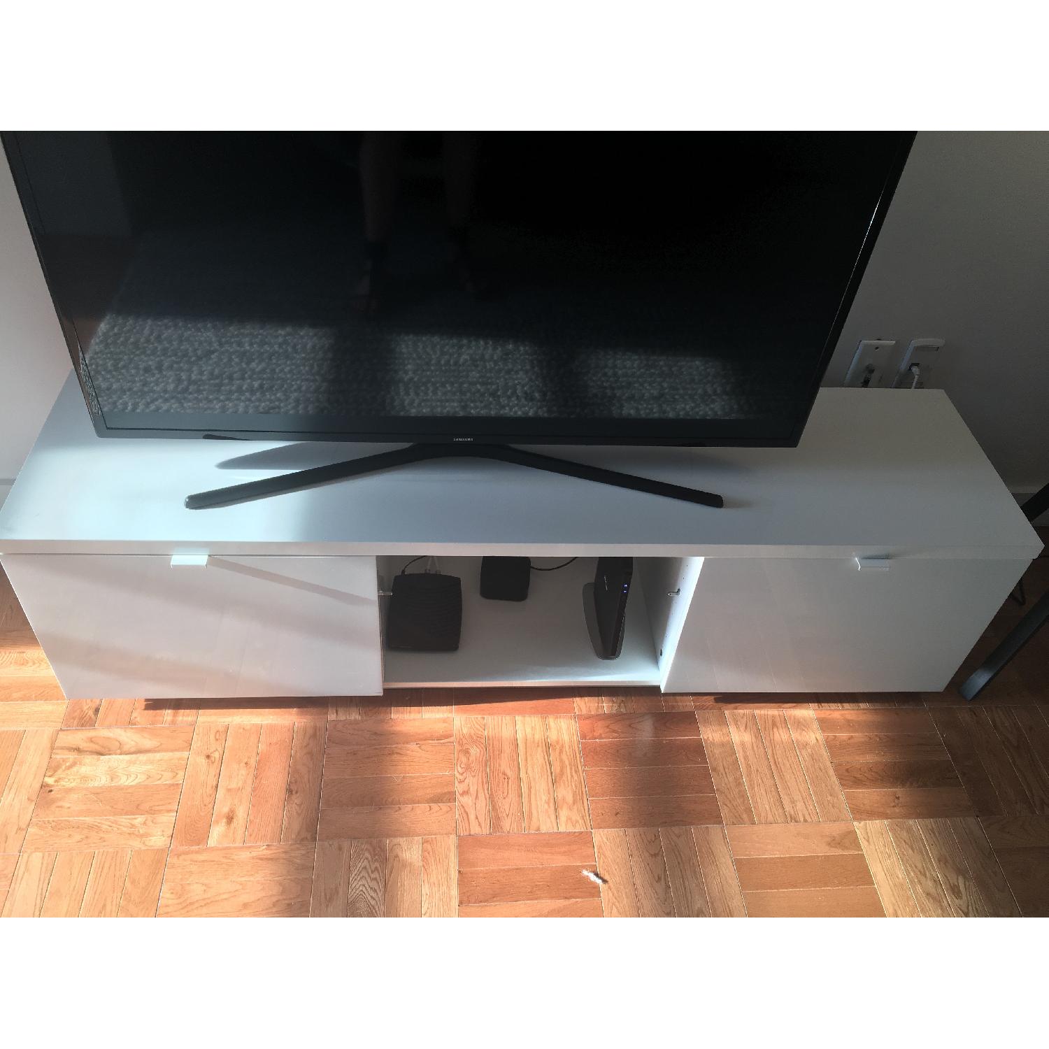 Ikea Byas TV Unit in High Gloss White - image-4