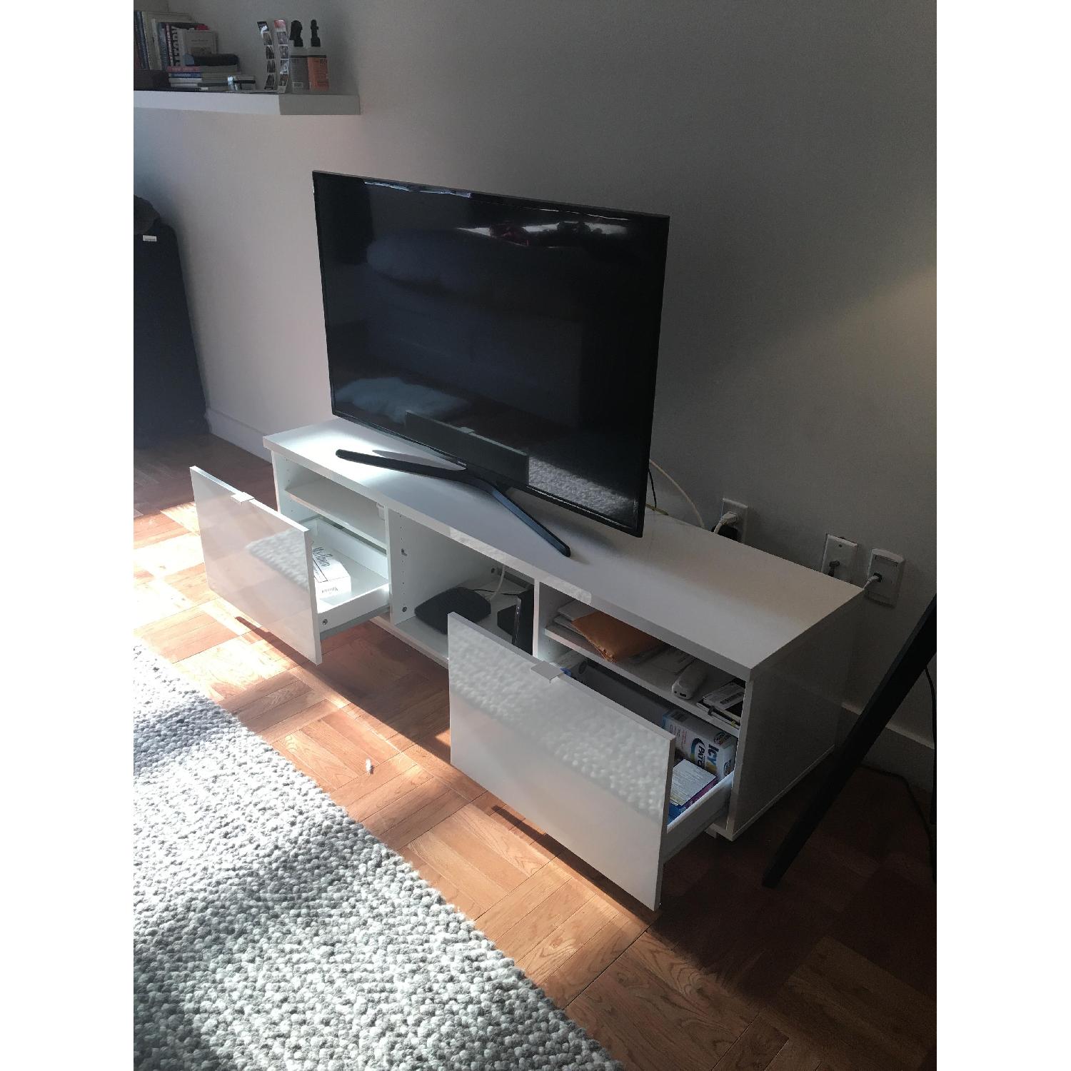 Ikea Byas TV Unit in High Gloss White - image-5