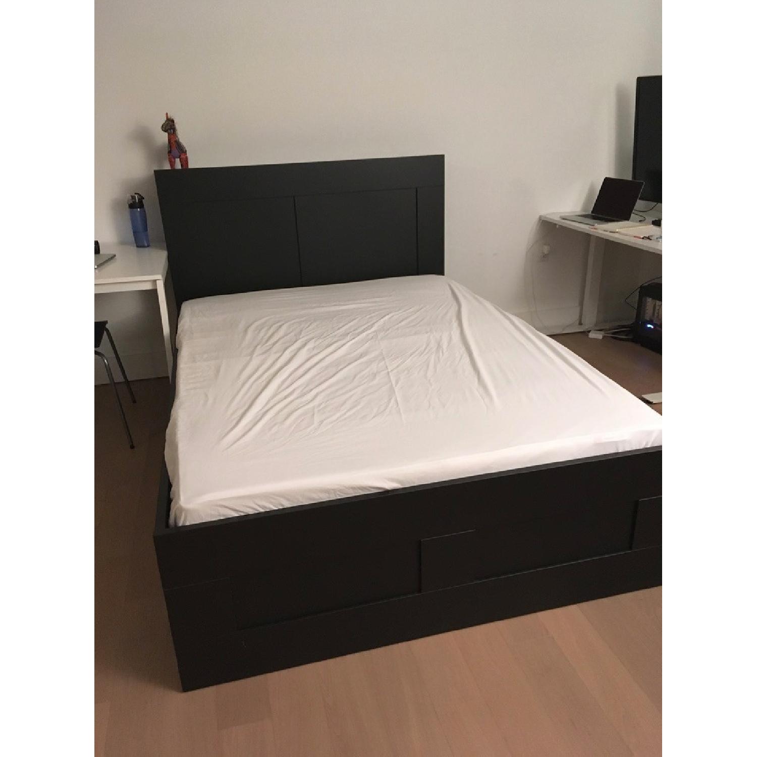 Ikea Brimnes Full Bed Frame w/ Storage Headboard & 4 Drawers - image-1
