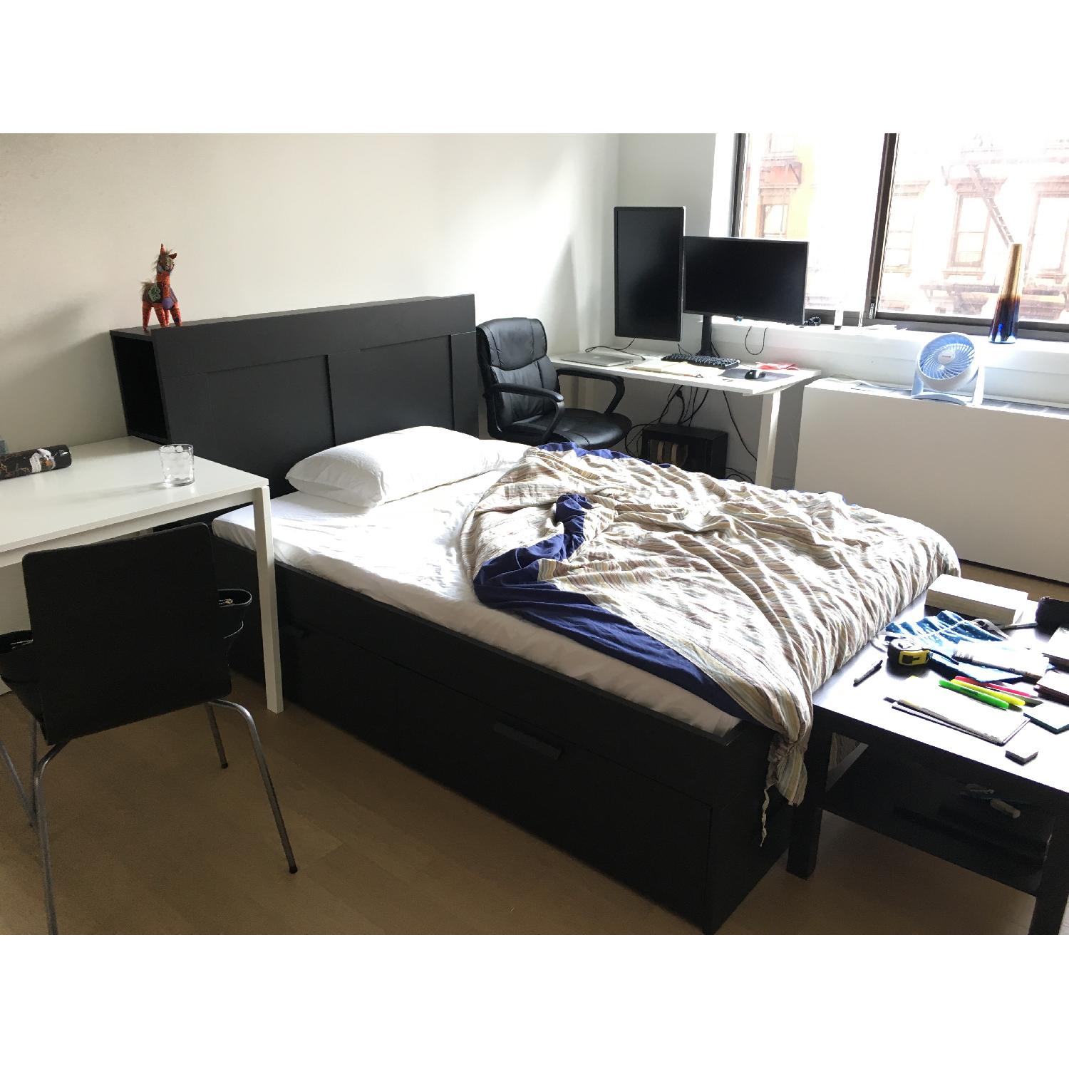 Ikea Brimnes Full Bed Frame w/ Storage Headboard & 4 Drawers AptDeco