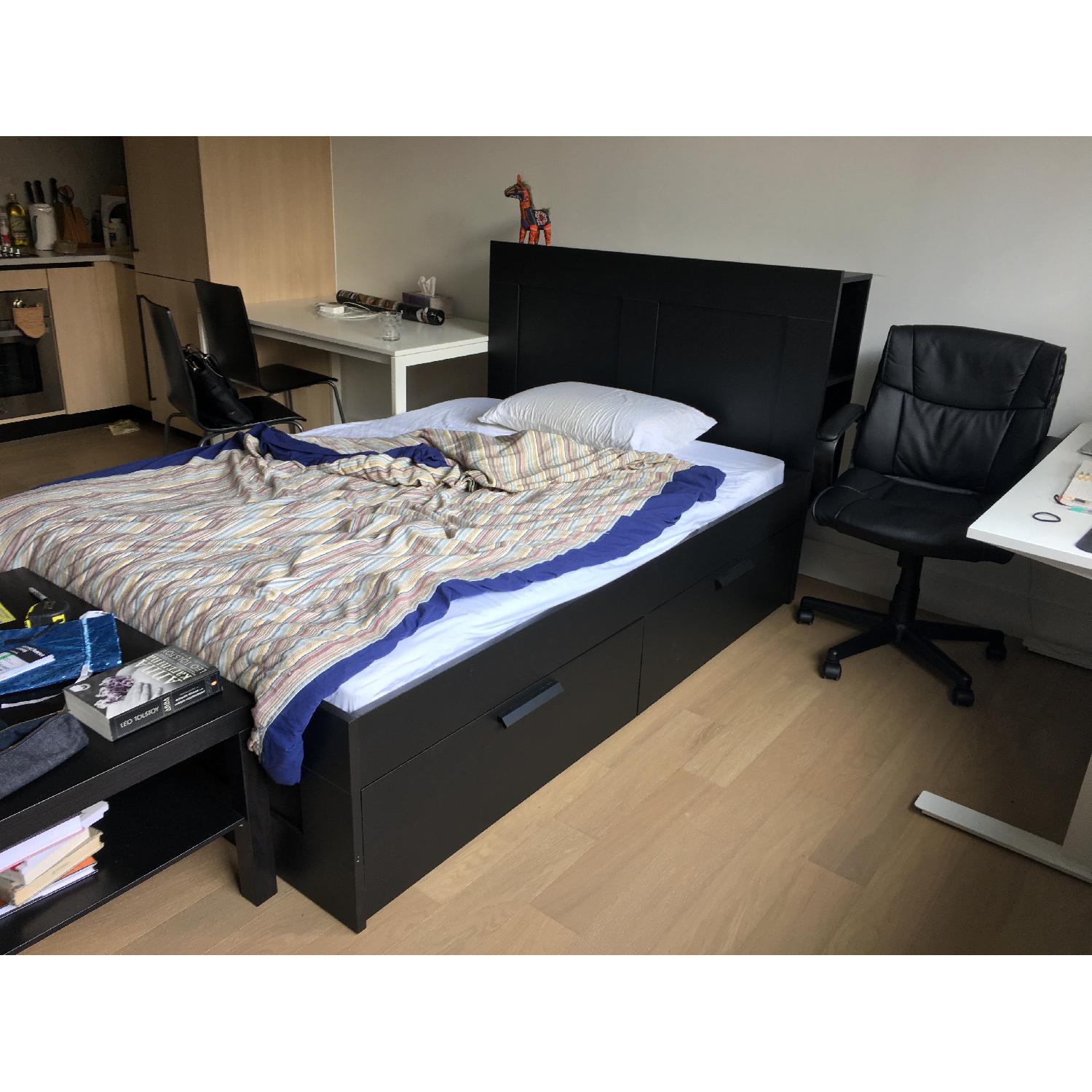 Ikea Brimnes Full Bed Frame w/ Storage Headboard & 4 Drawers - image-3