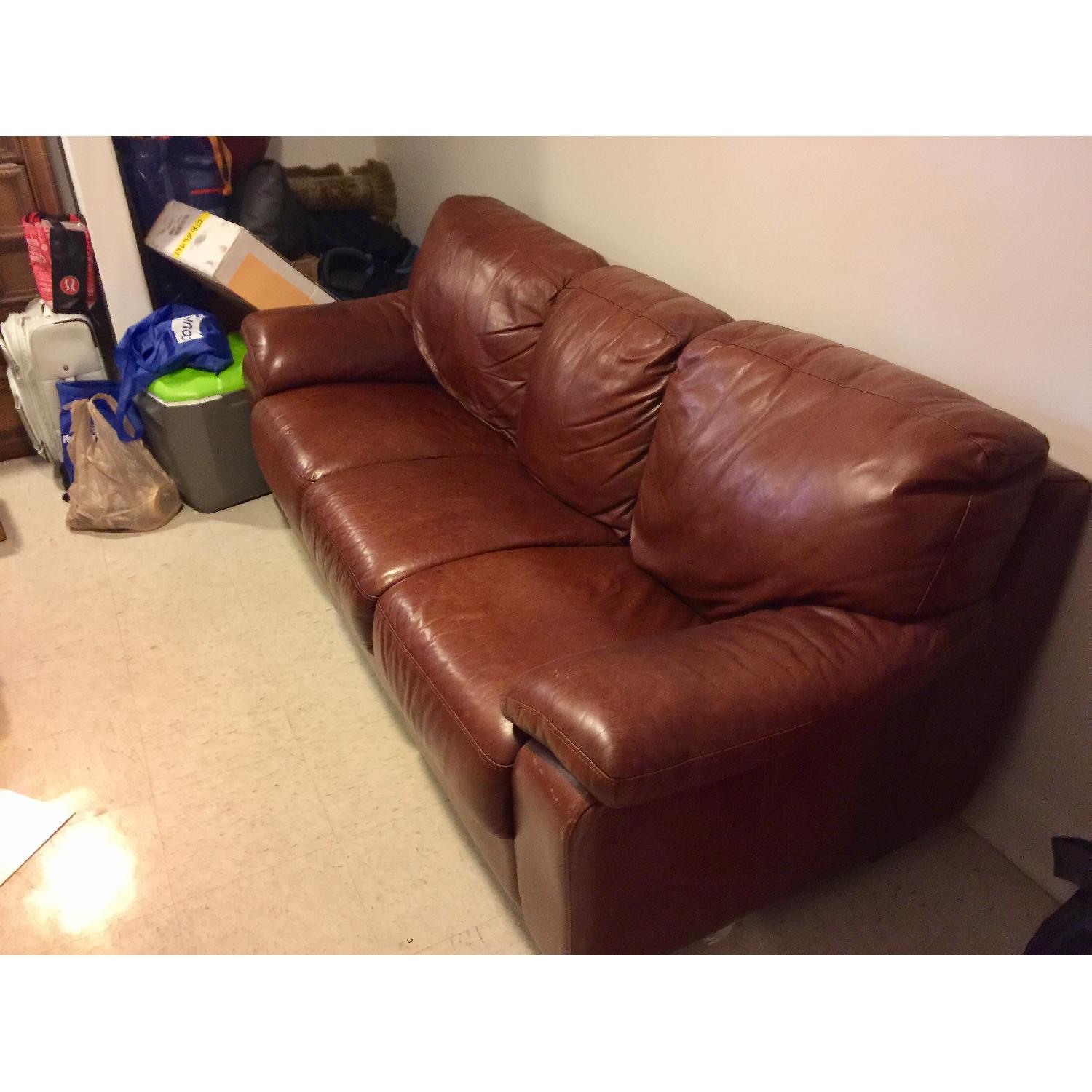 Maroon Leather Sofa - image-4