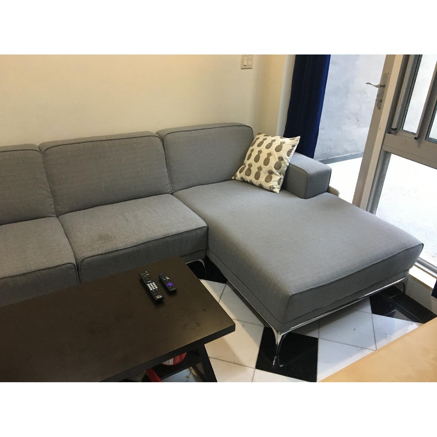 Modern Grey Couch w/ Chaise Lounge - image-1