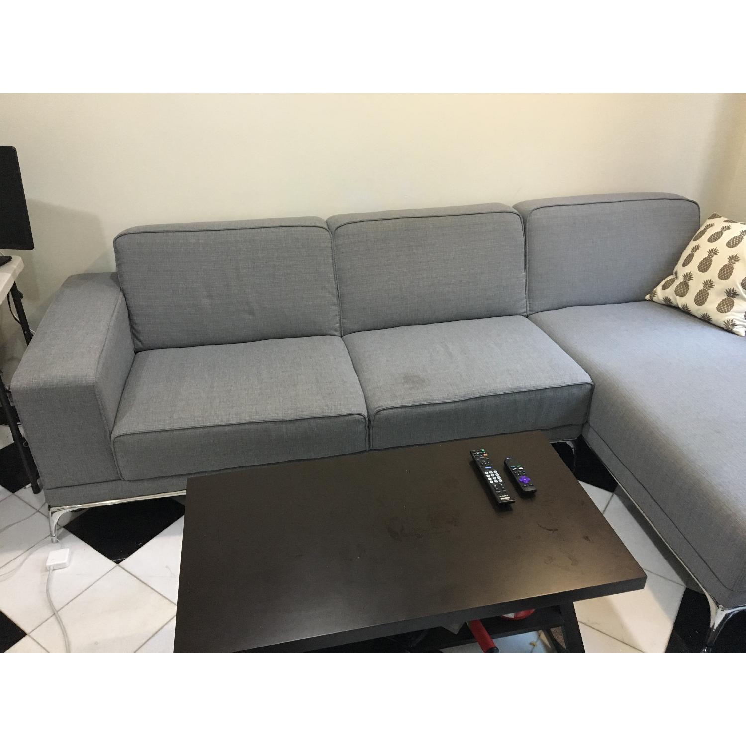 Modern Grey Couch w/ Chaise Lounge - image-2