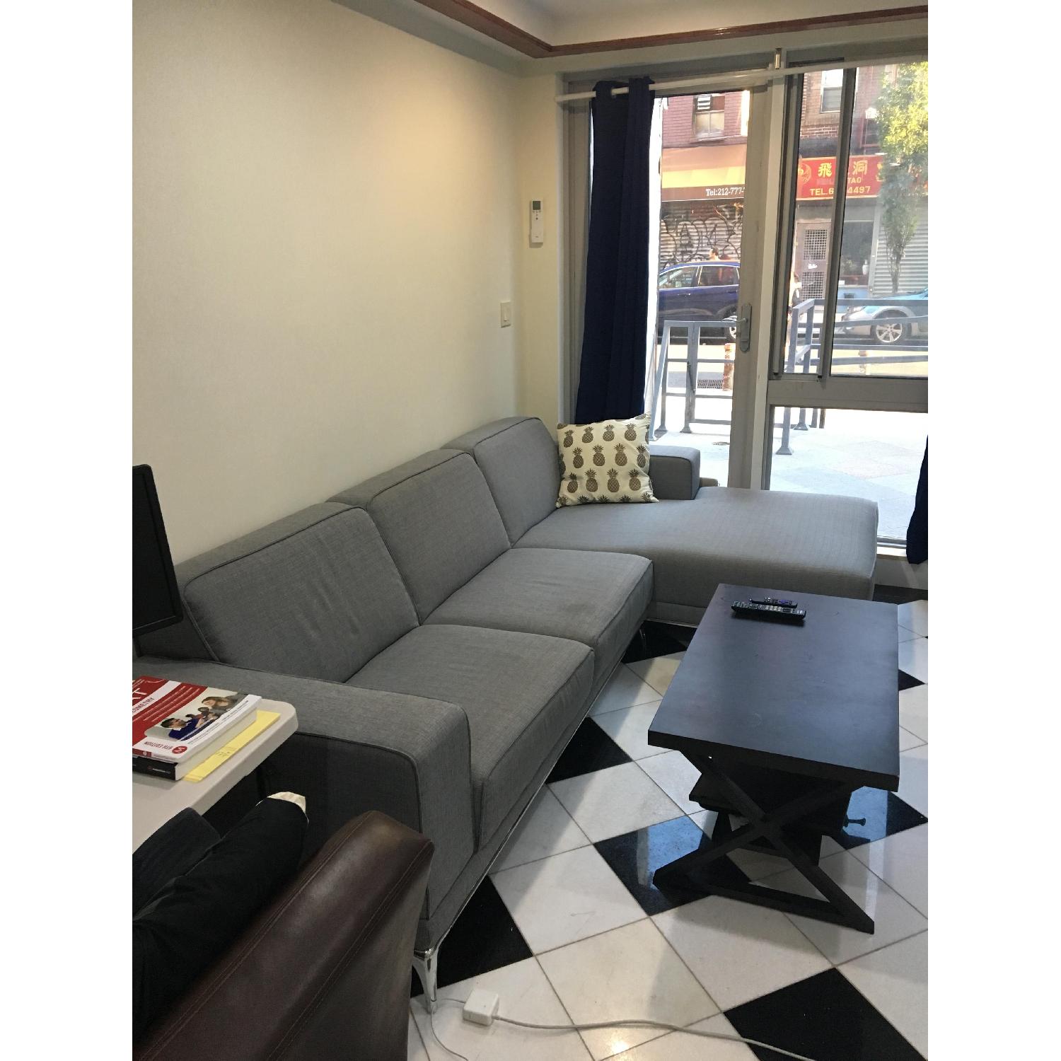 Modern Grey Couch w/ Chaise Lounge - image-3