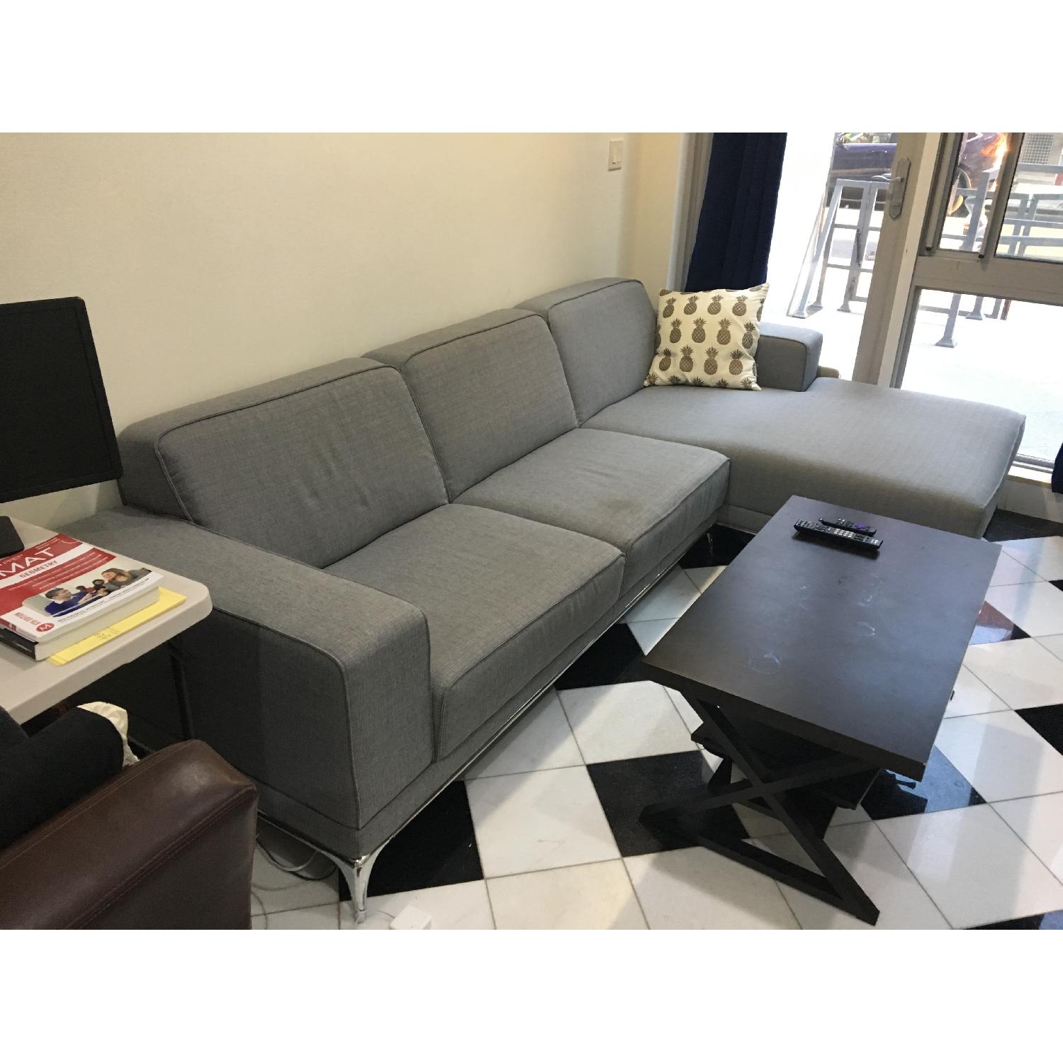 Modern Grey Couch w/ Chaise Lounge - image-4