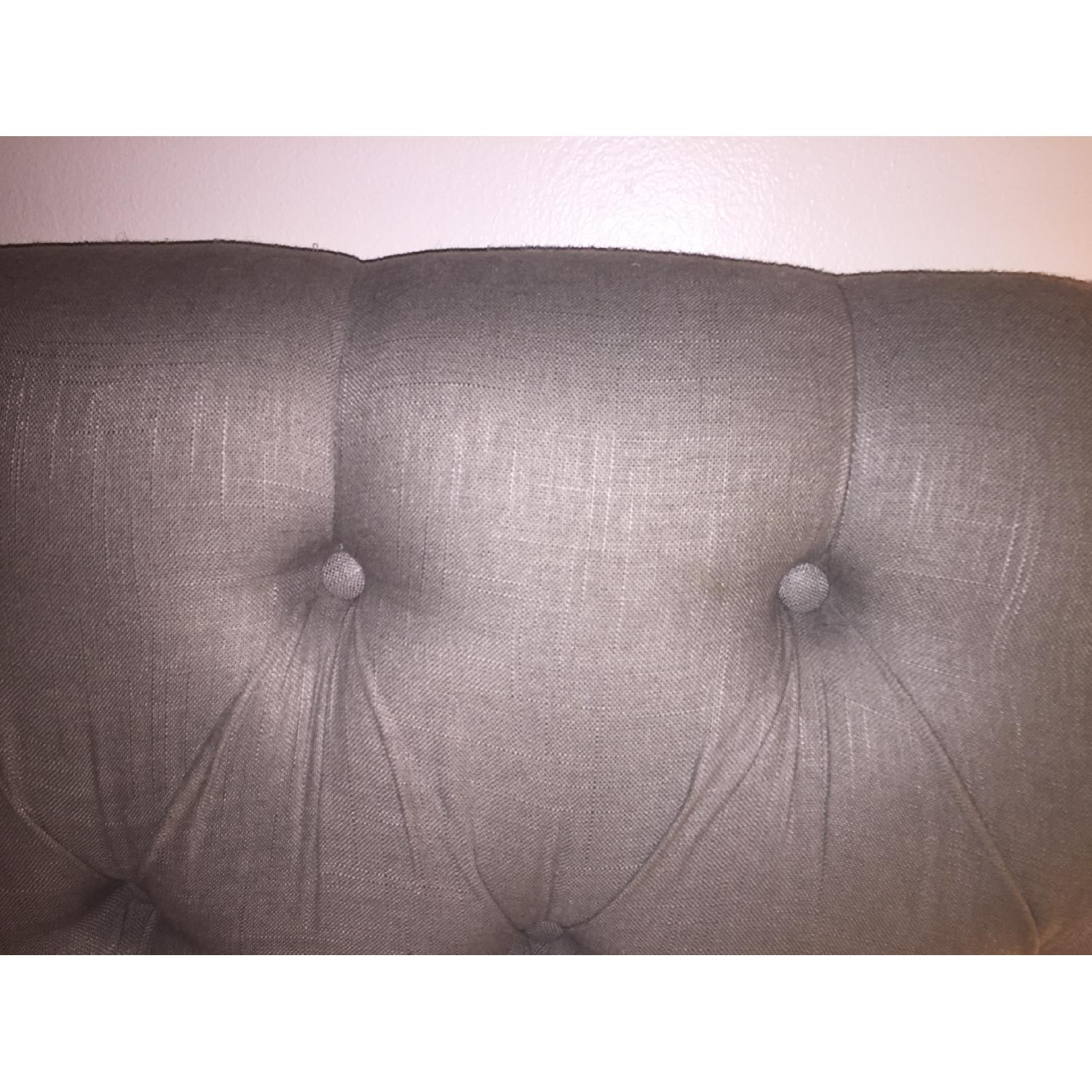 Gilt King Size Bed Frame w/ Grey Linen Headboard - image-2