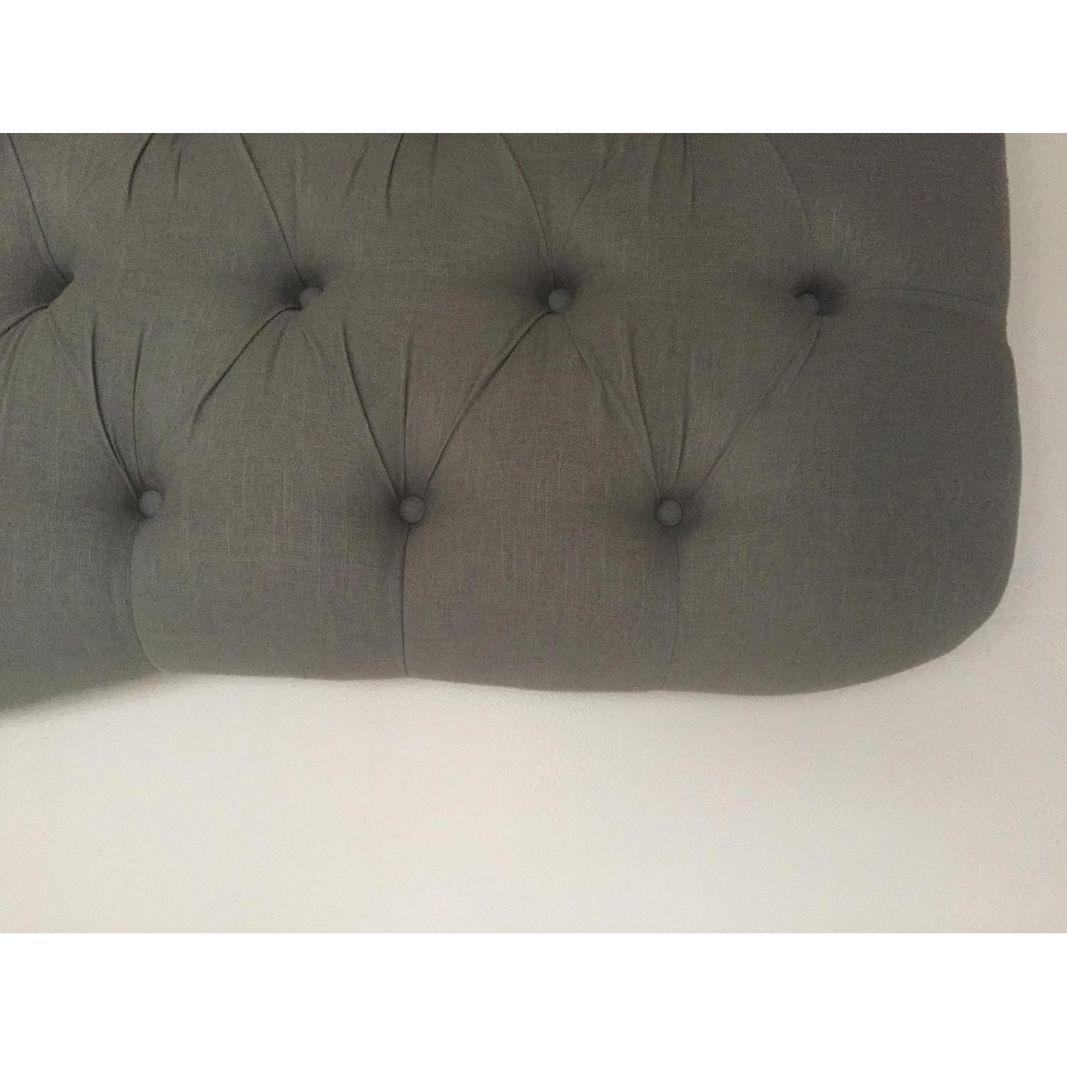 Gilt King Size Bed Frame w/ Grey Linen Headboard - image-7