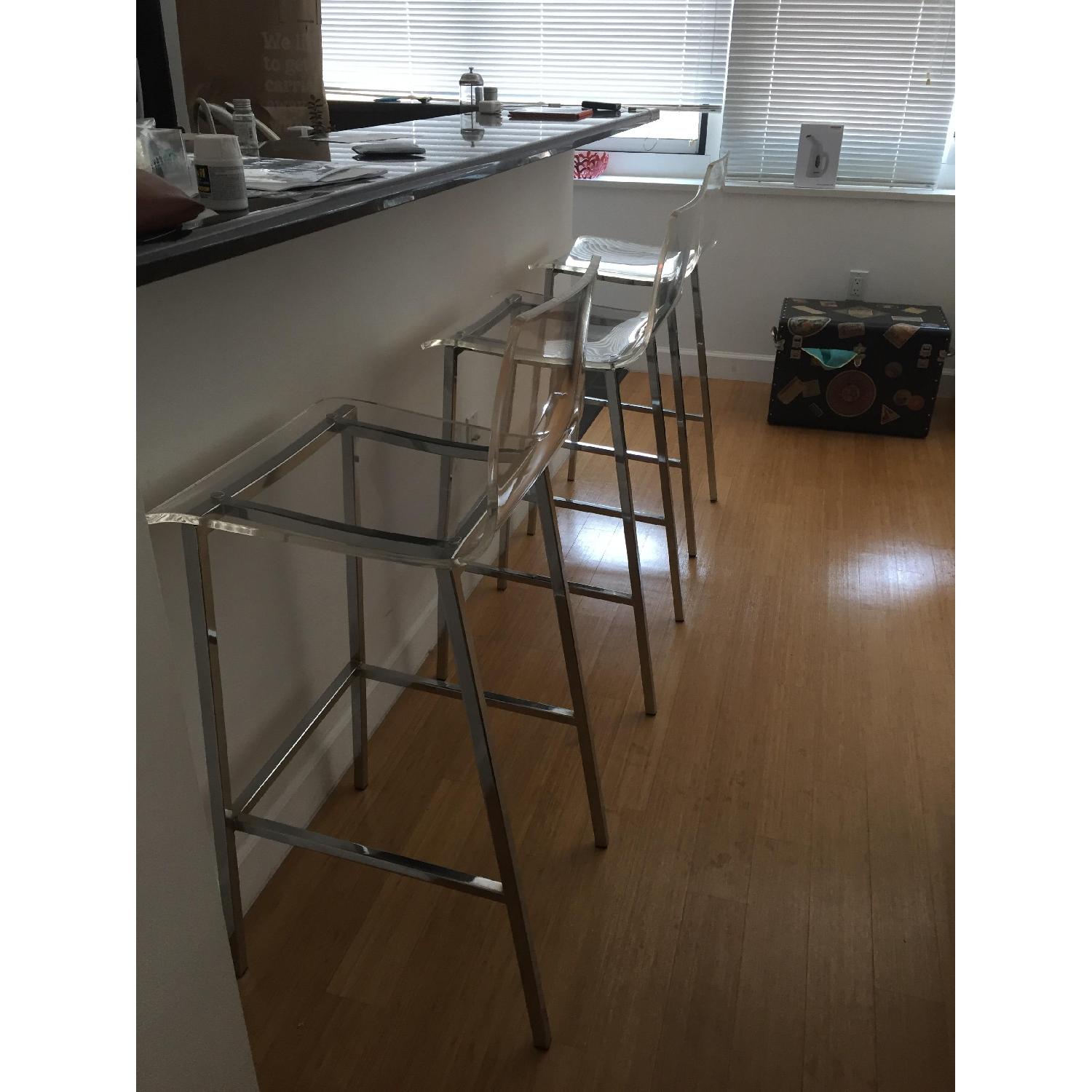 CB2 Acrylic & Chrome Bar Stools - image-1