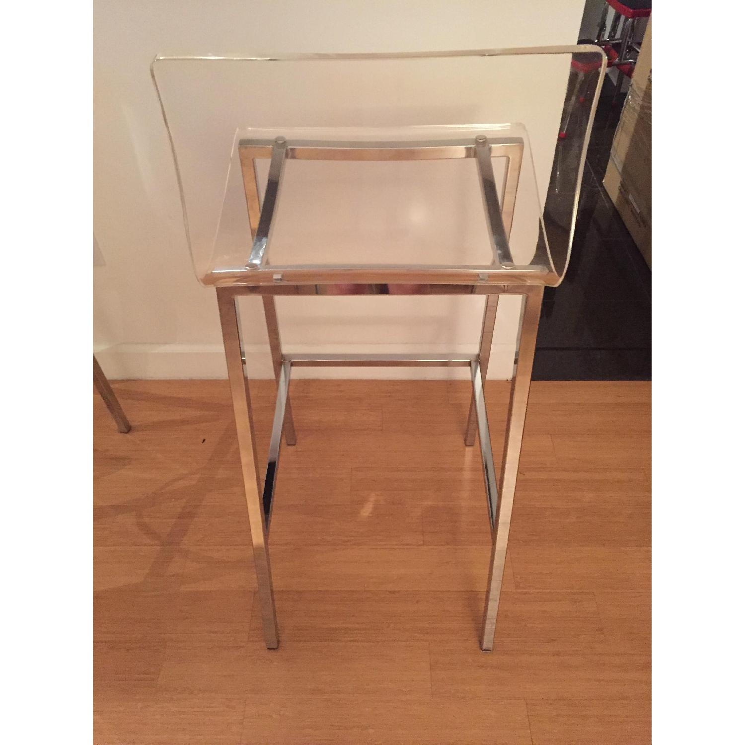 CB2 Acrylic & Chrome Bar Stools - image-4