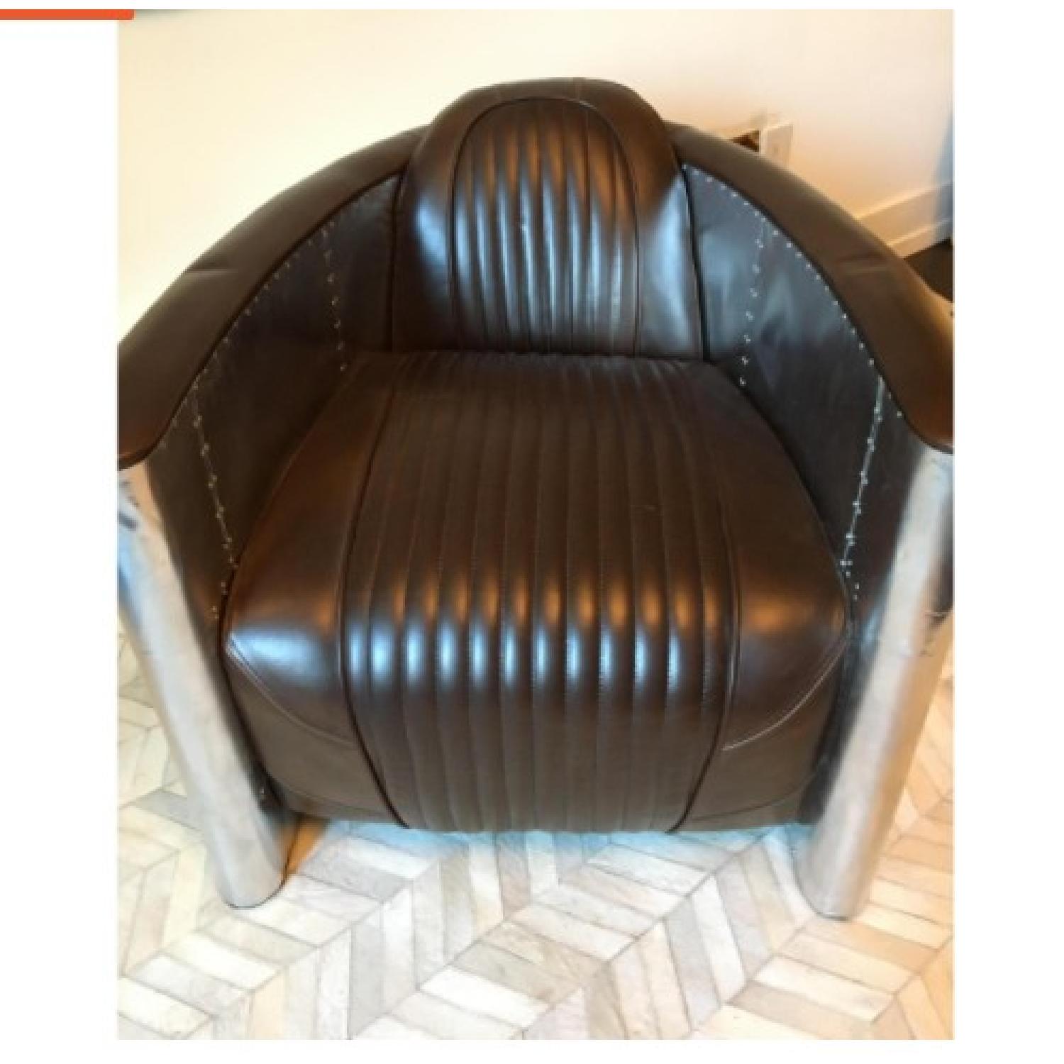 Leather Industrial Aviator Chair - image-5