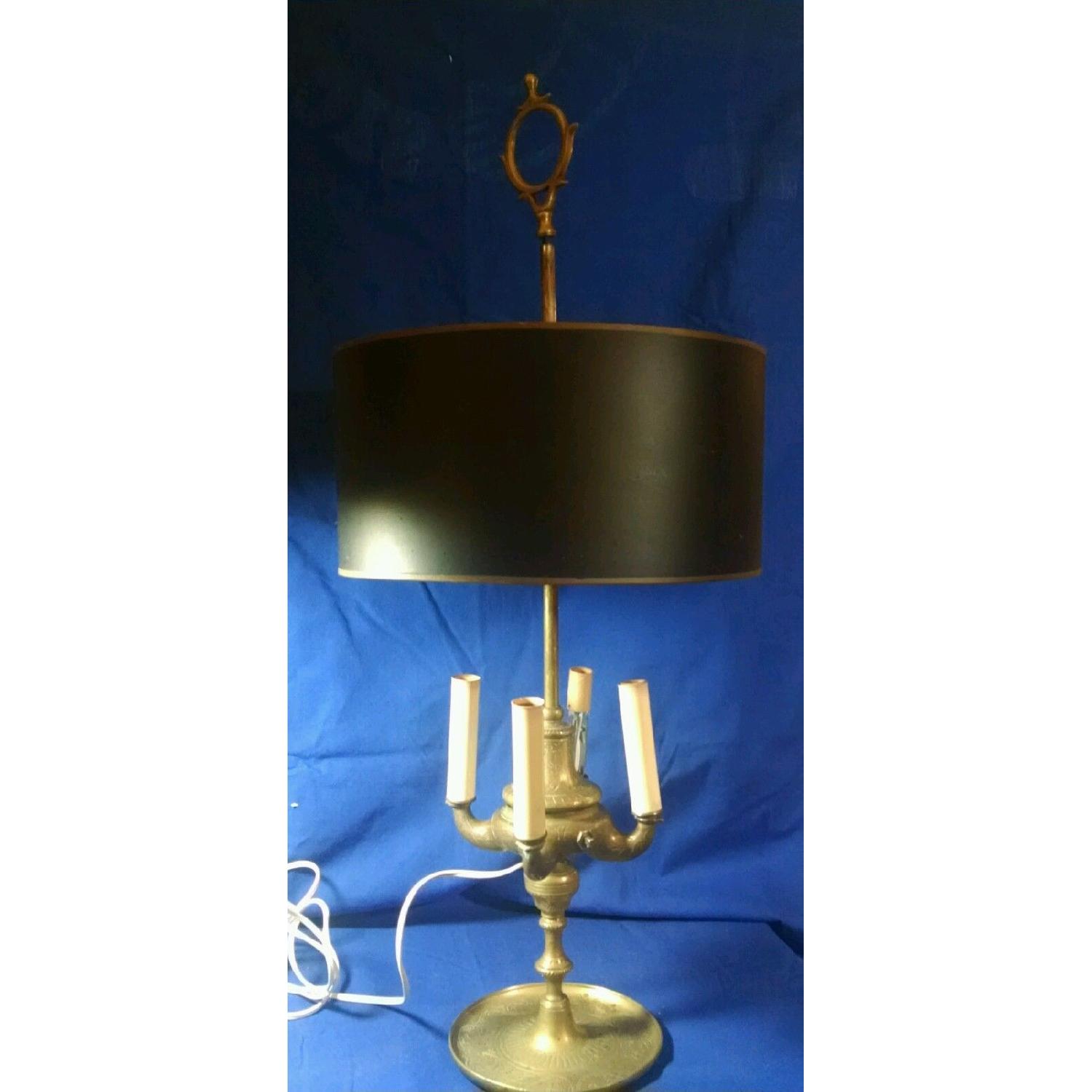Antique Engraved Brass Tall Desk/Table Lamp - image-1