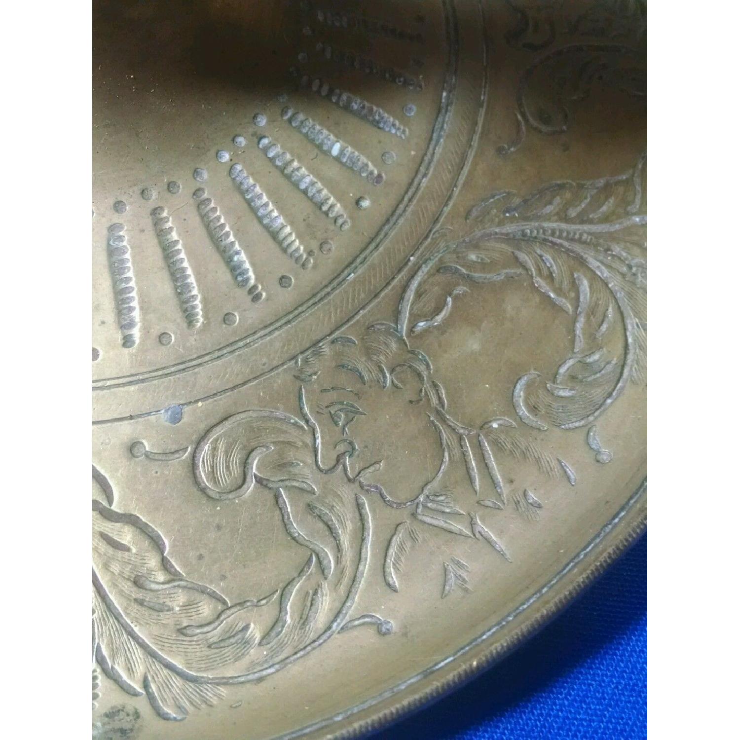 Antique Engraved Brass Tall Desk/Table Lamp - image-2