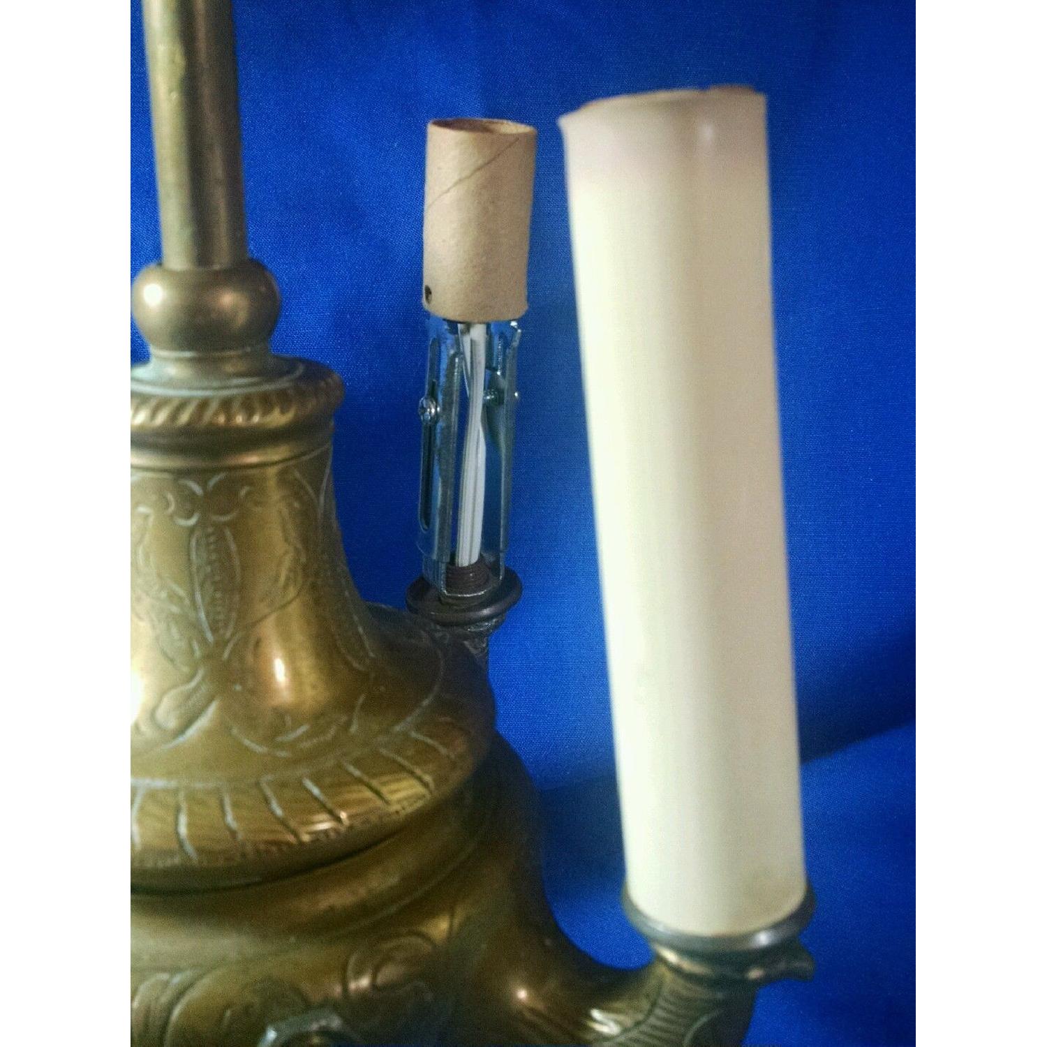 Antique Engraved Brass Tall Desk/Table Lamp - image-5