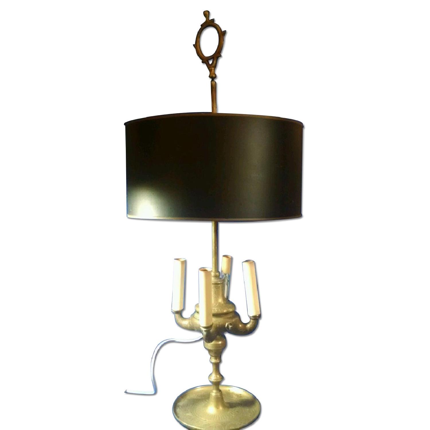 Antique Engraved Brass Tall Desk/Table Lamp - image-0