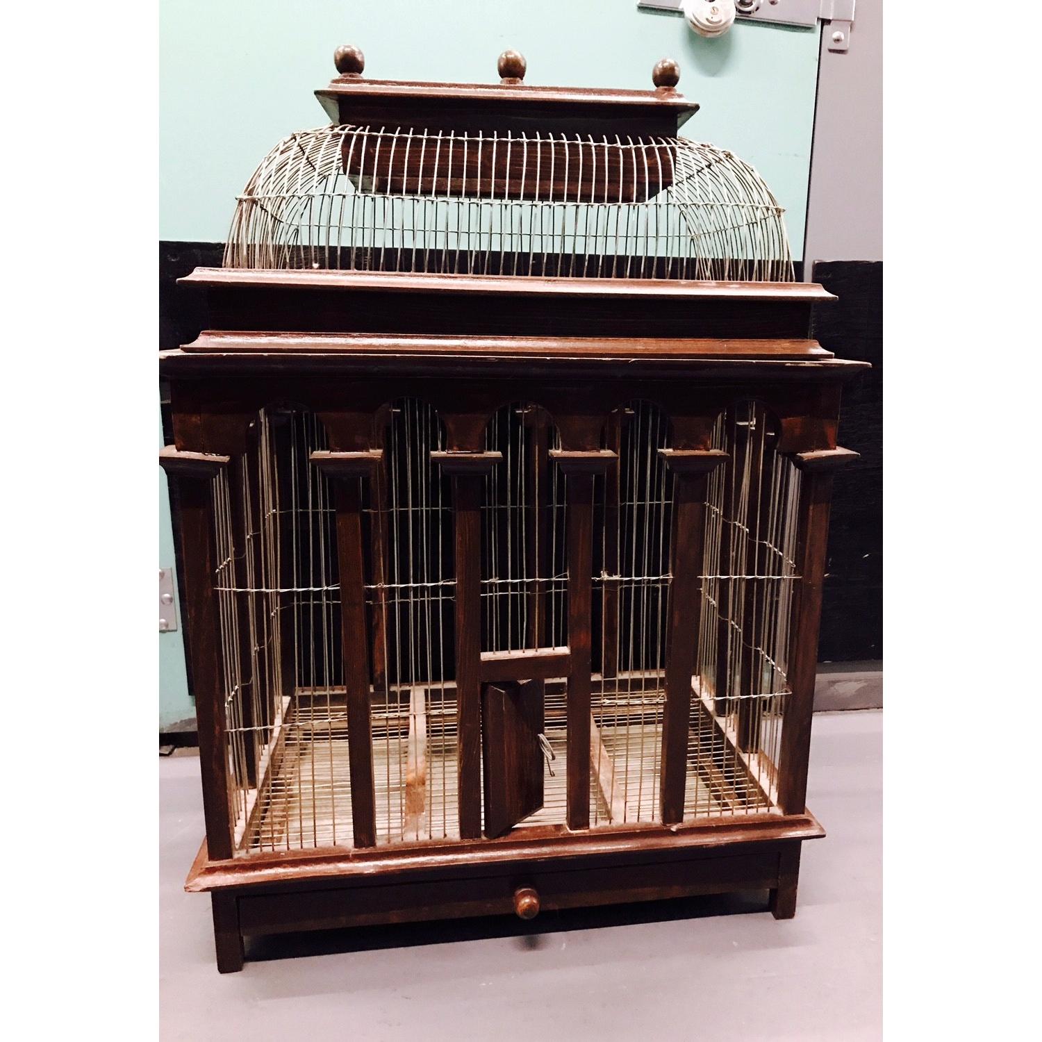 Antique Wooden Birdcage - image-1